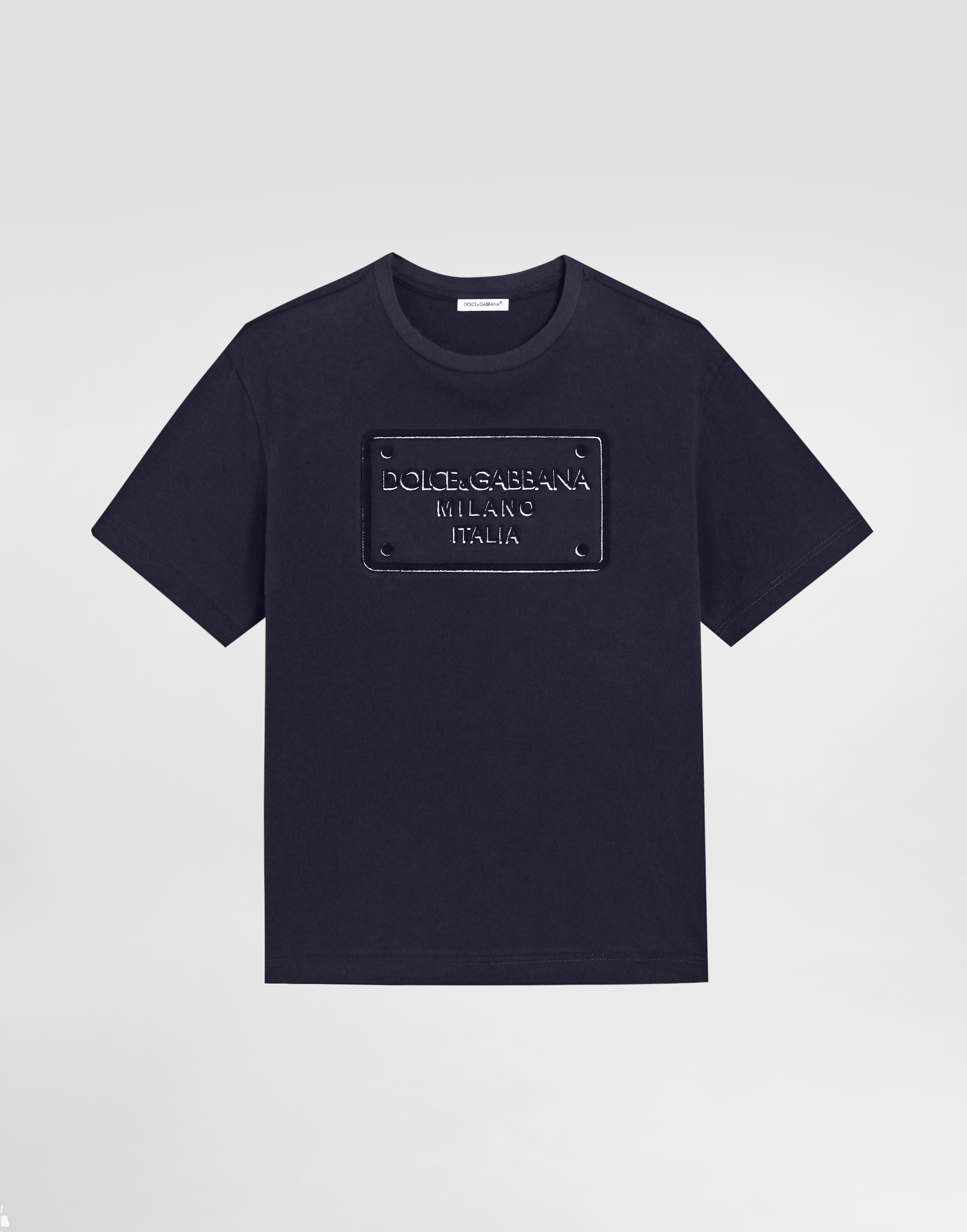 Dolce & Gabbana Jersey T-shirt With Logo Tag In Blue