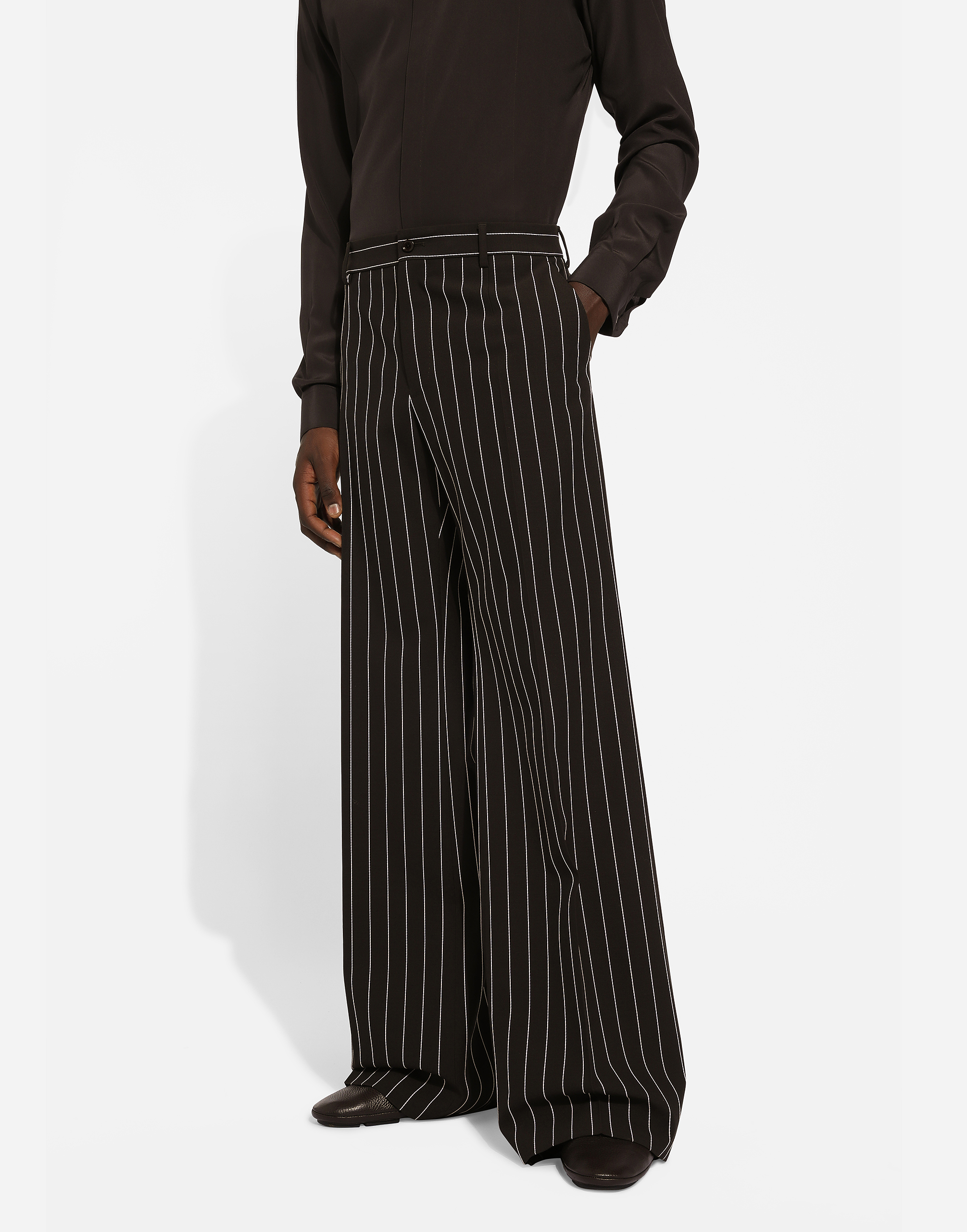 Tailored pinstripe wool pants