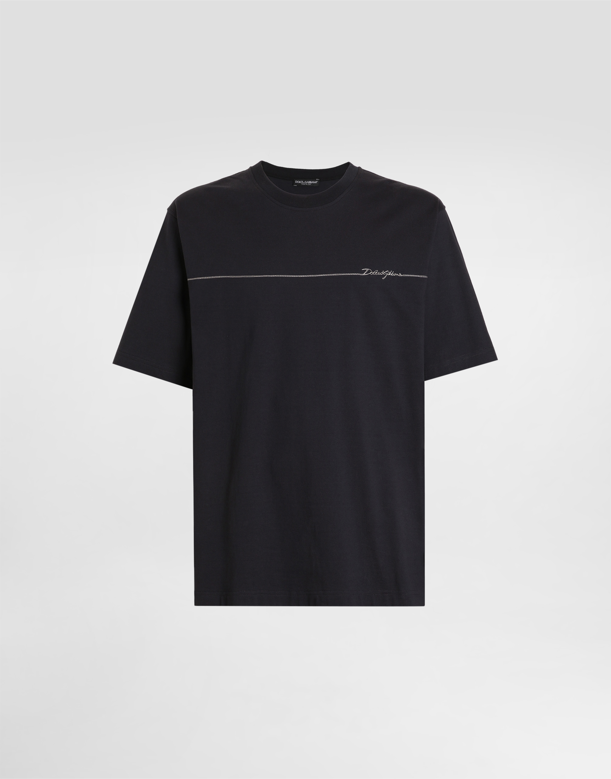 Cotton t-shirt with logo in Blue for Men | Dolce&Gabbana®