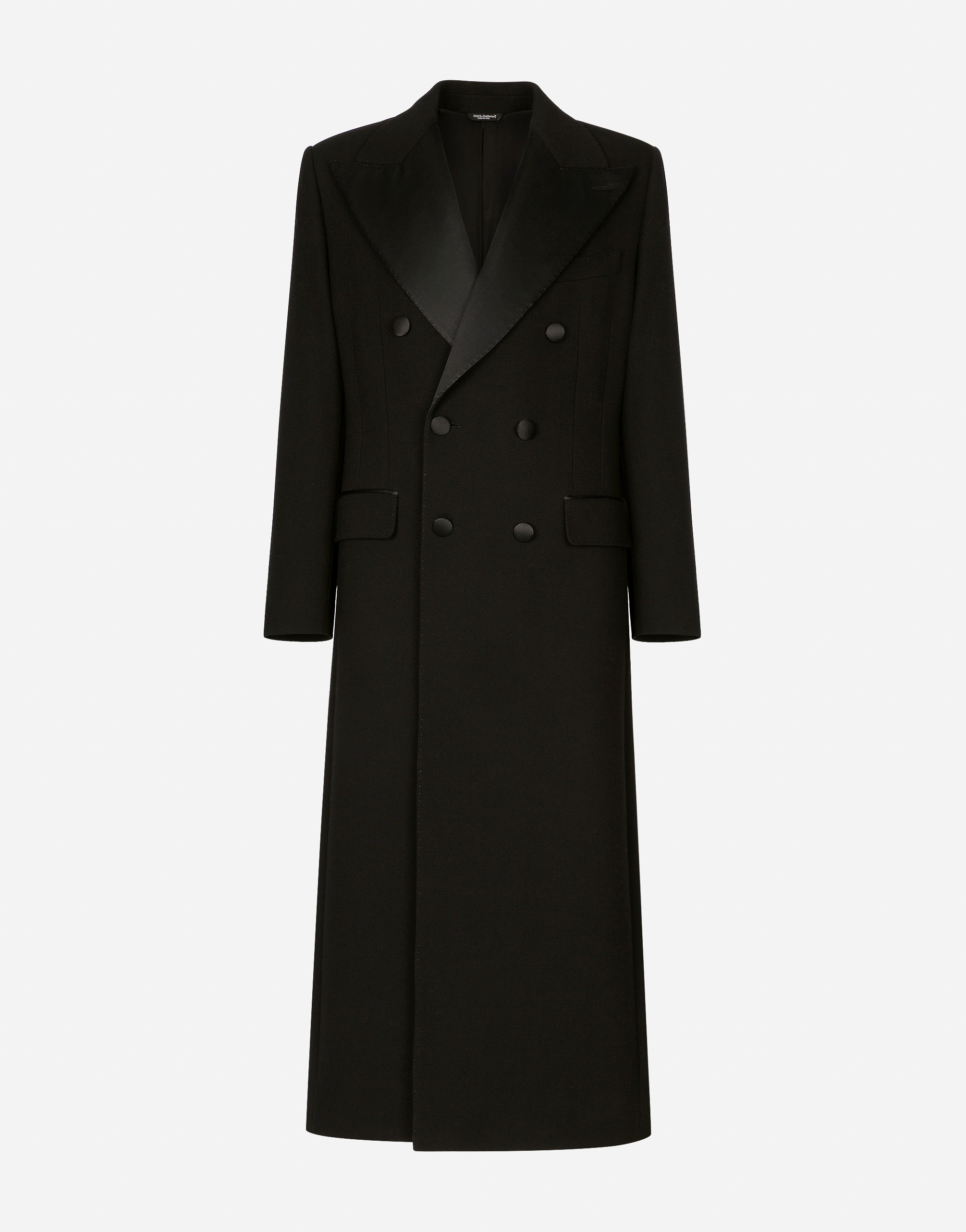 Dolce & Gabbana Double-breasted Stretch Wool Crepe Coat - Man Coats And Jackets Black Wool