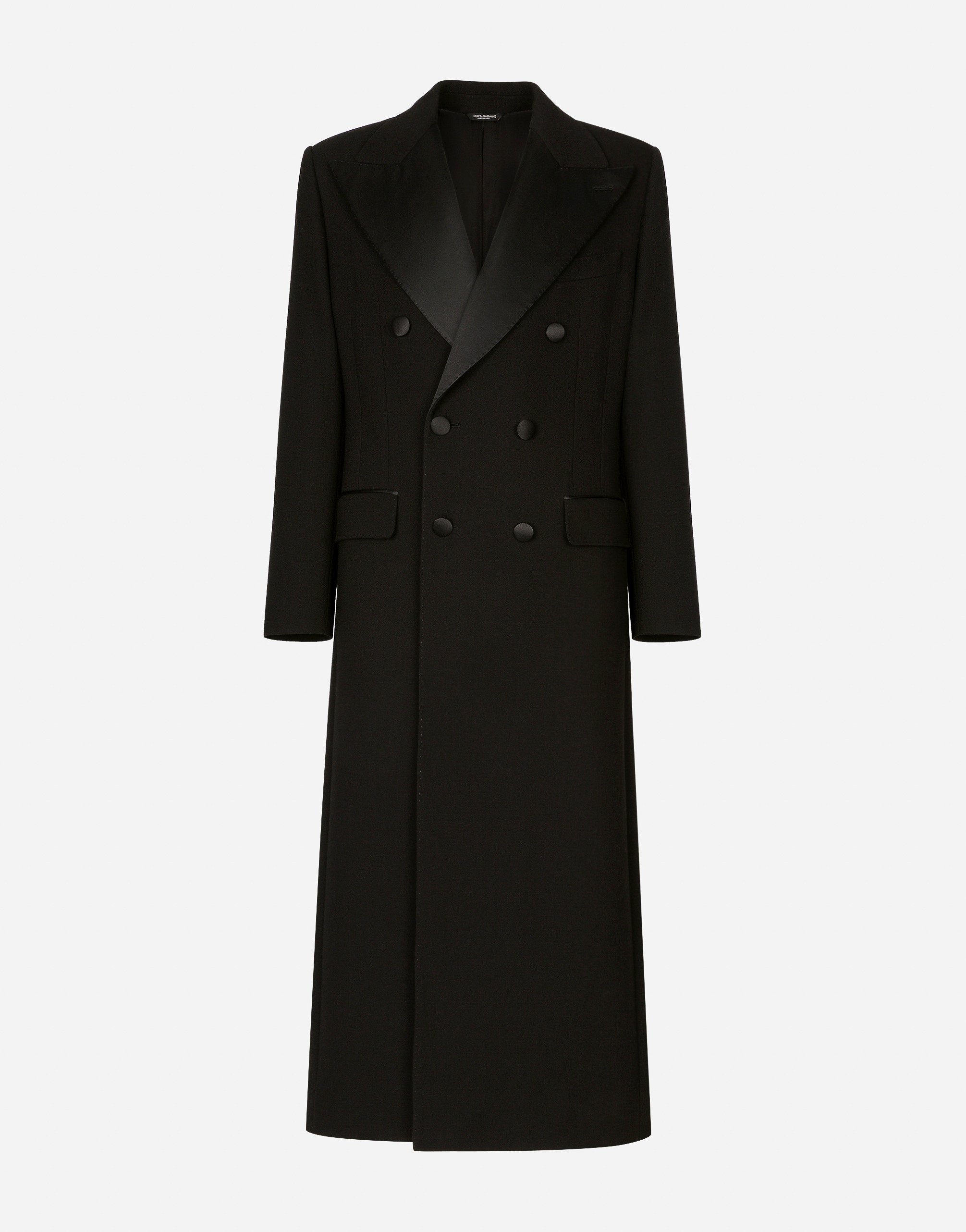 Dolce & Gabbana Double-breasted Stretch Wool Crepe Coat In Black