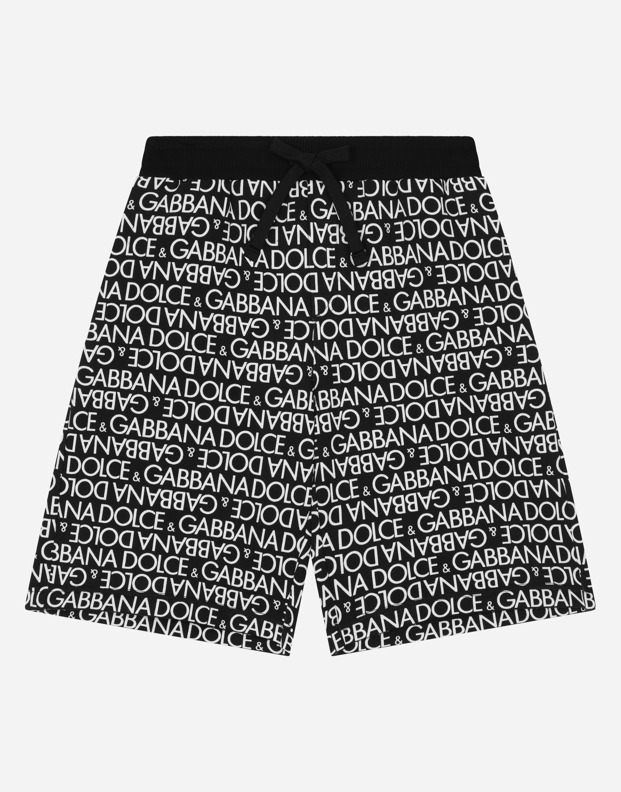 Cotton jogging shorts with the all-over logo print