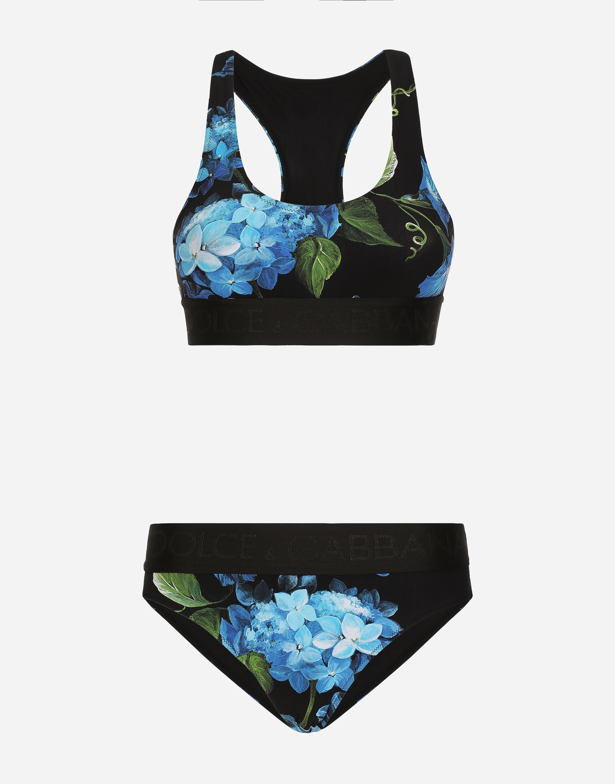 Dolce & Gabbana Bluebell Print Bikini Swimsuit In Print