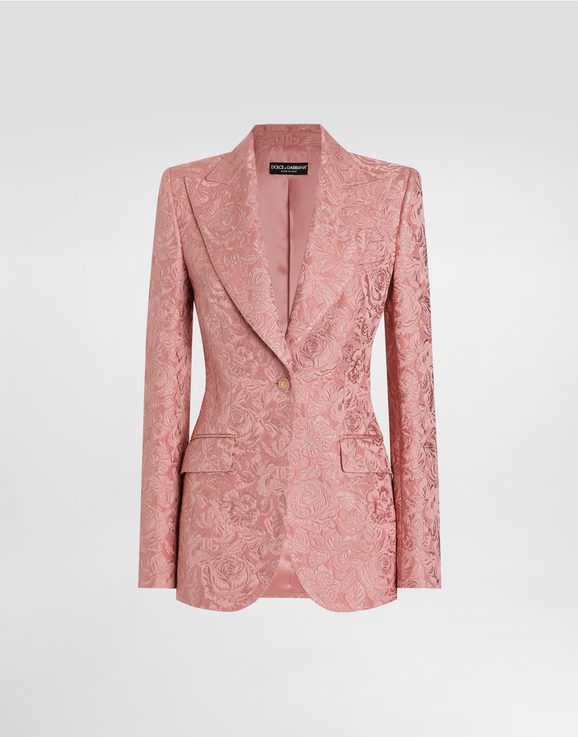 Dolce & Gabbana Single-breasted Floral Quilted Jacquard Turlington Jacket - Woman Blazers Pink