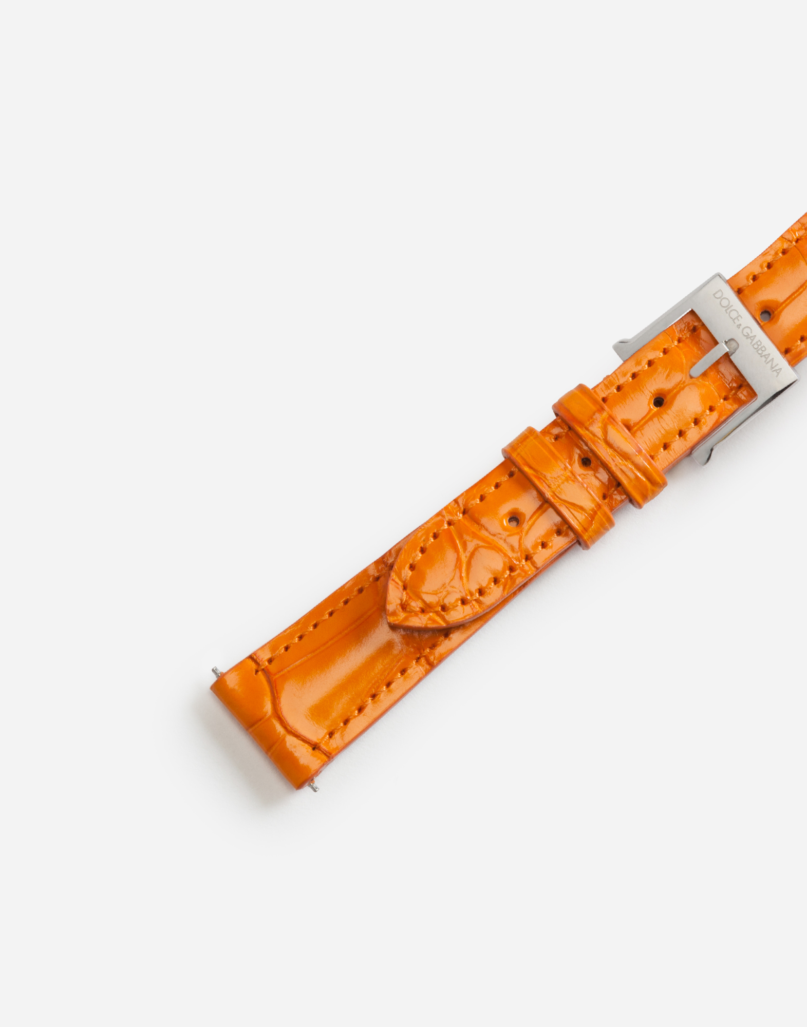 Shop Dolce & Gabbana Alligator Strap With Buckle And Hook In Steel In Orange