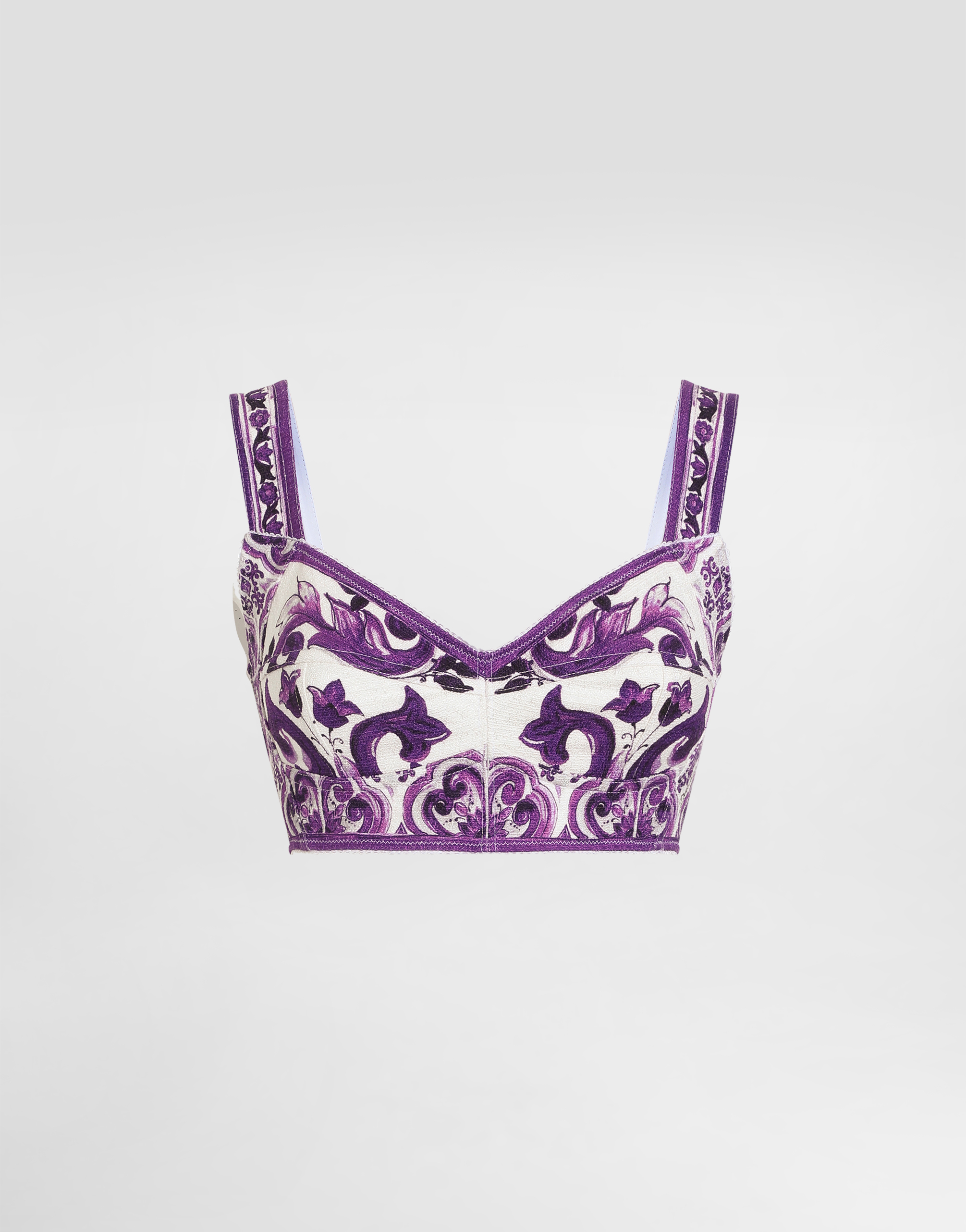 Dolce & Gabbana Dolce Gabbana Majolica-printed Bustier Top In Purple