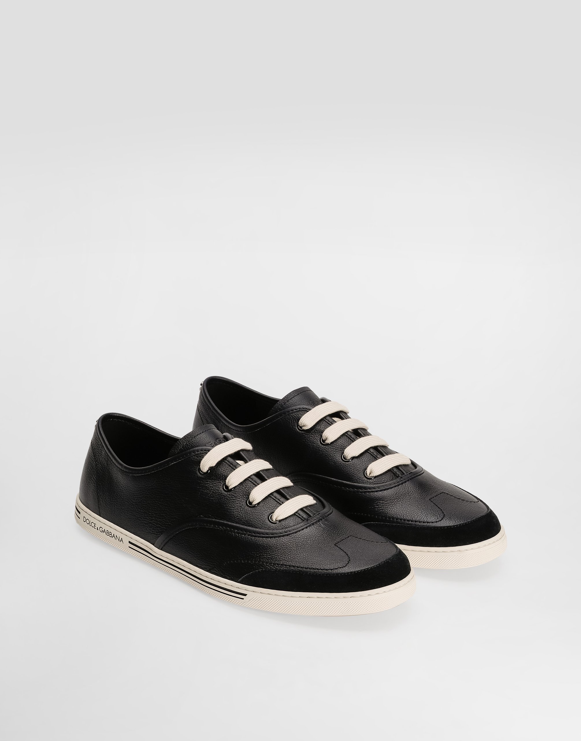 Dolce & Gabbana Saint Tropez Calfskin Sneakers In Black