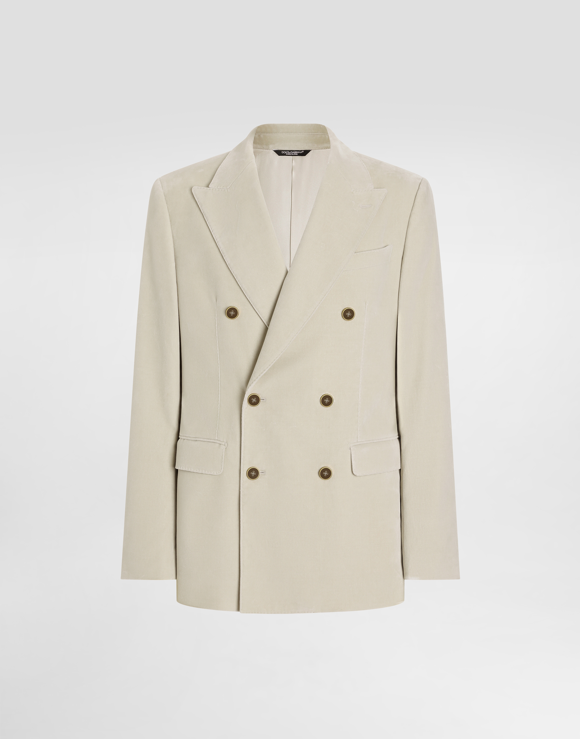 Dolce & Gabbana Double-breasted Velvet Jacket In Beige