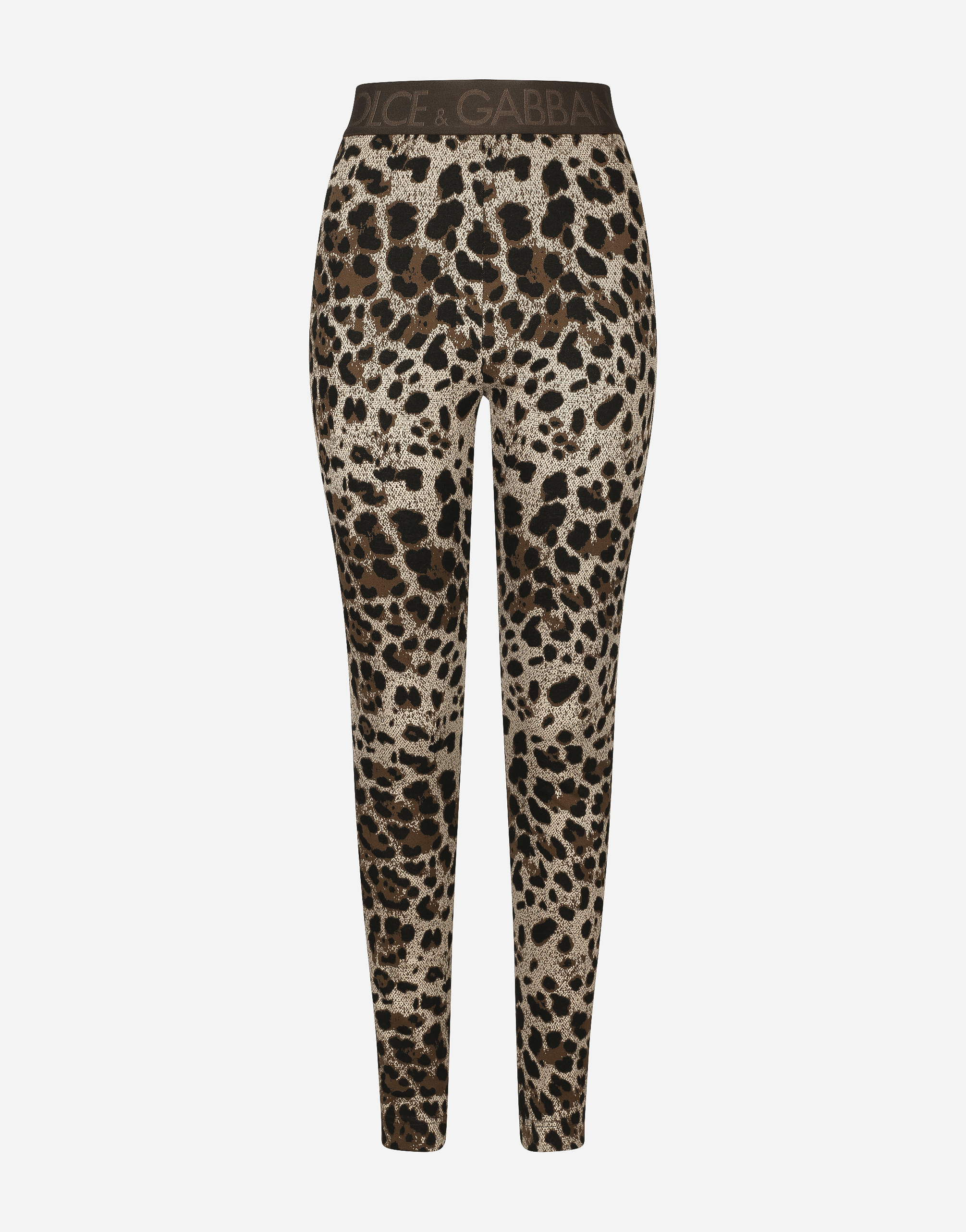 DOLCE & GABBANA JERSEY LEGGINGS WITH JACQUARD LEOPARD DESIGN