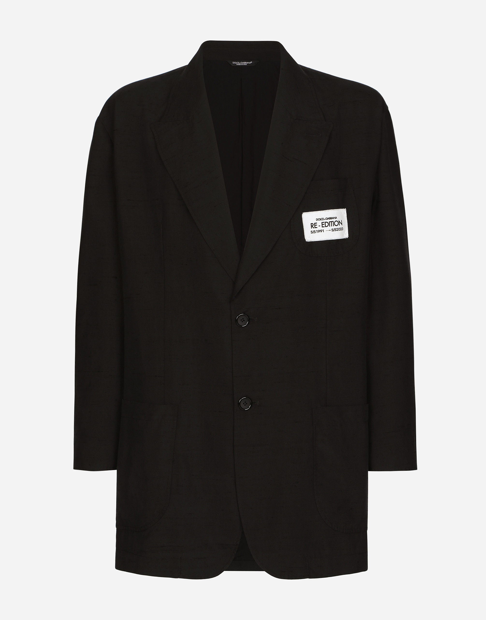 Shop Dolce & Gabbana Oversize Shantung Silk And Cotton Jacket In Black