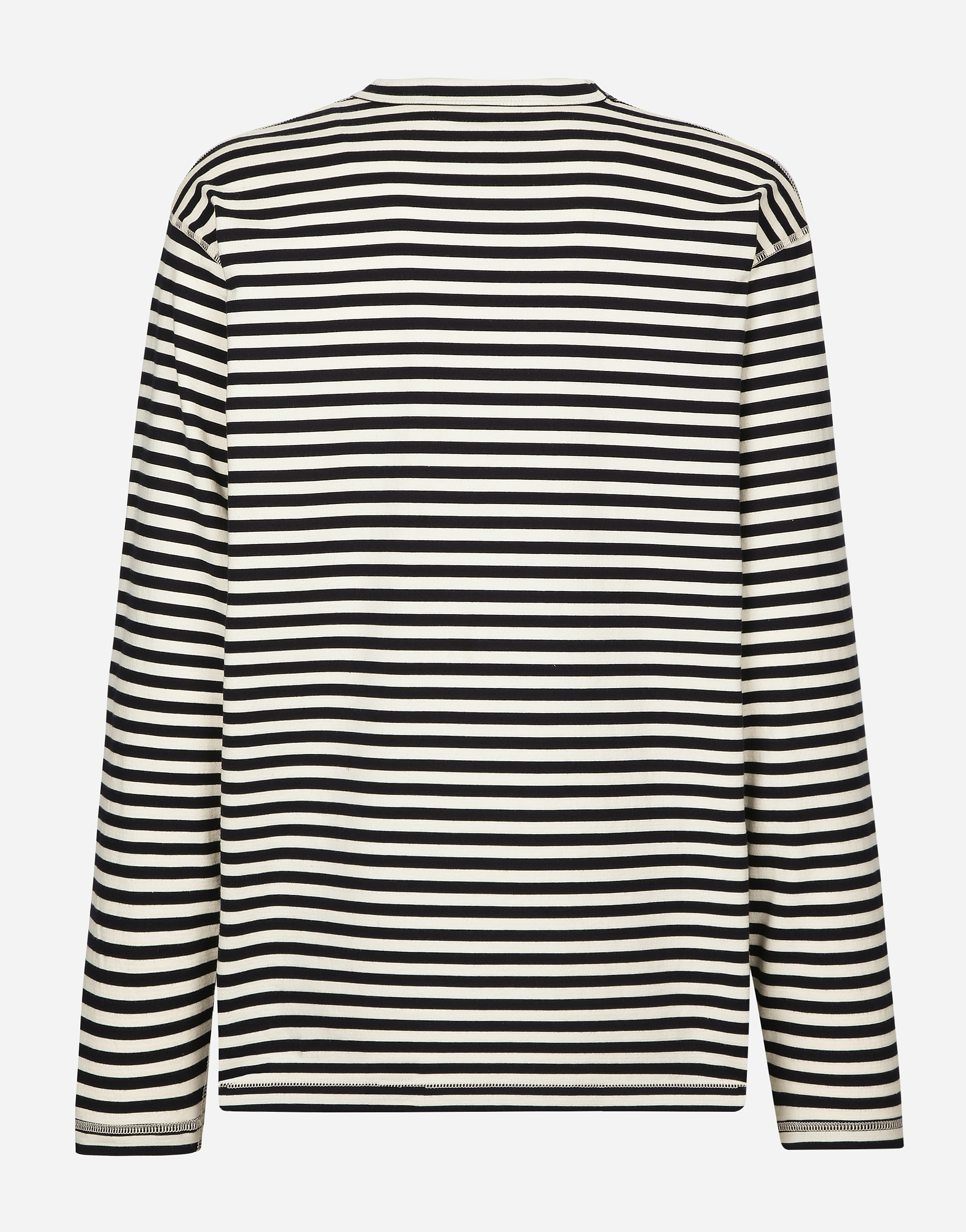 Shop Dolce & Gabbana Long-sleeved Striped T-shirt With Logo In Variante Abbinata