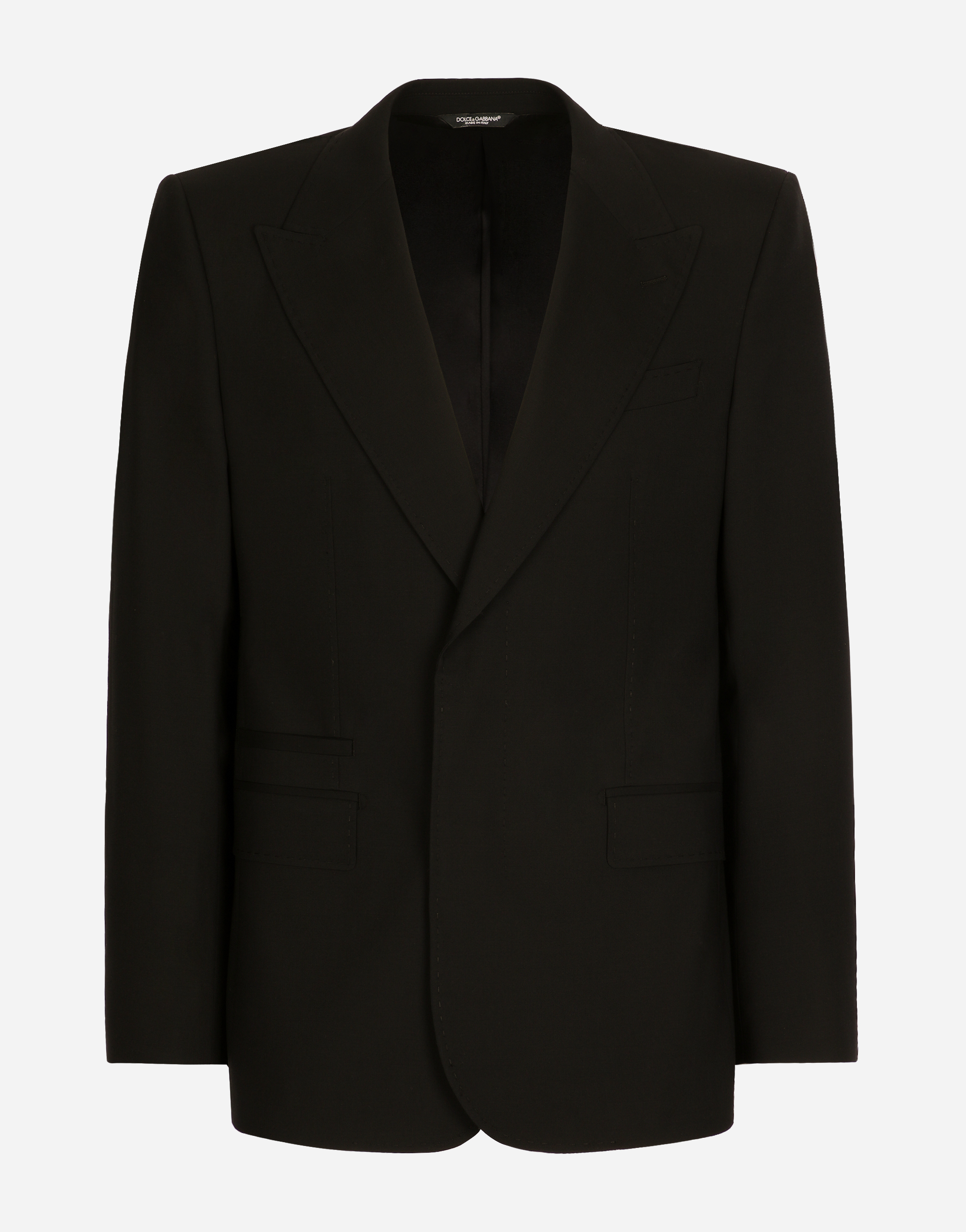 Shop Dolce & Gabbana Stretch Wool Sicilia-fit Jacket In Black