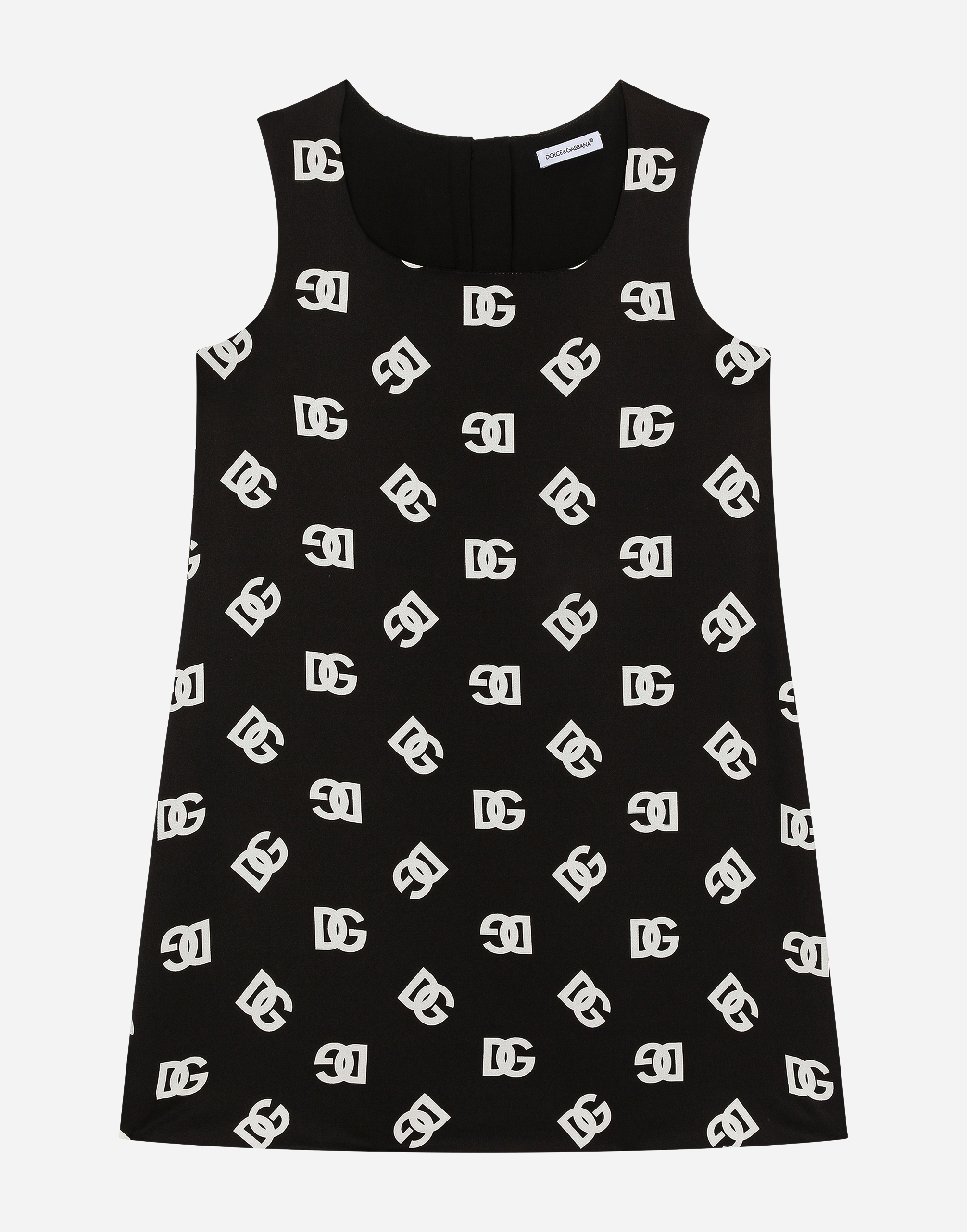 Dolce & Gabbana Charmeuse Dress With Dg Logo Print - Woman Dresses Black 10 Years