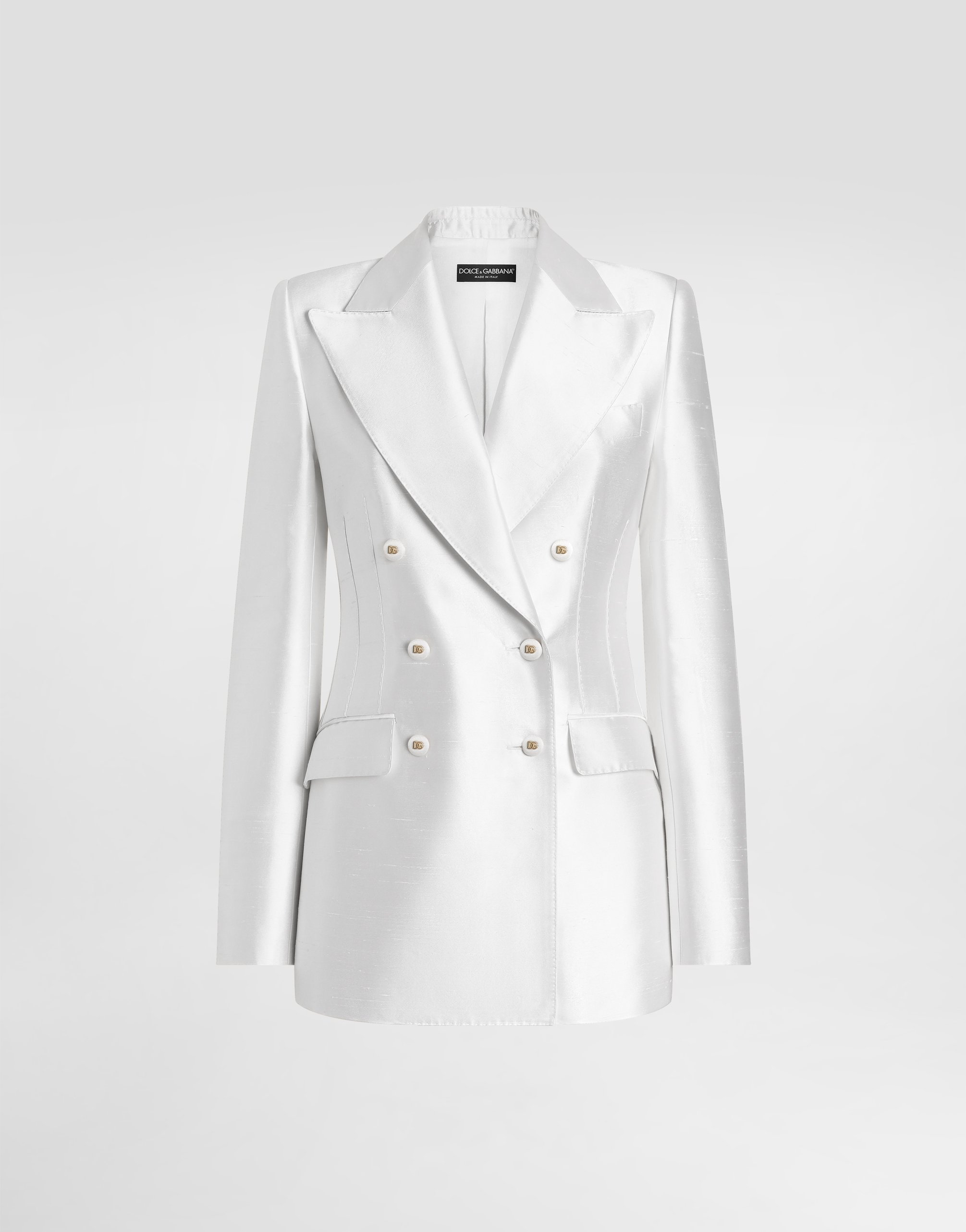 Dolce & Gabbana Double-breasted Jacket In Silk - Woman Blazers White