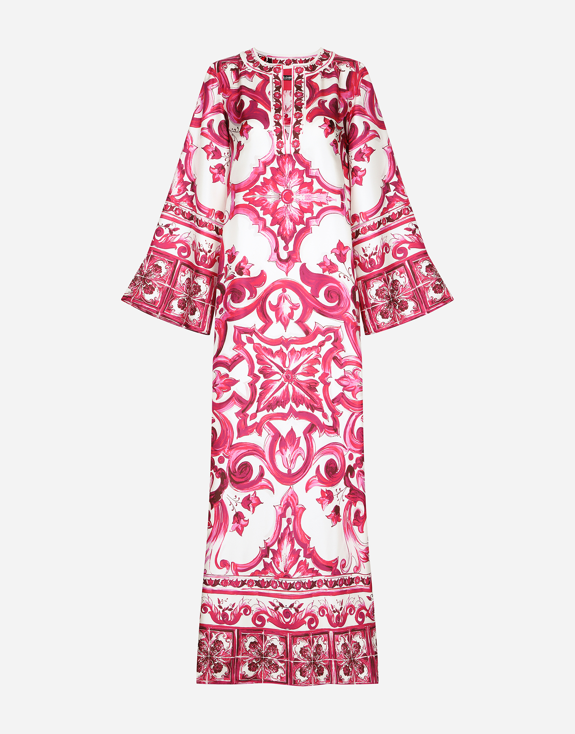 DOLCE & GABBANA TWILL CAFTAN WITH MAJOLICA PRINT
