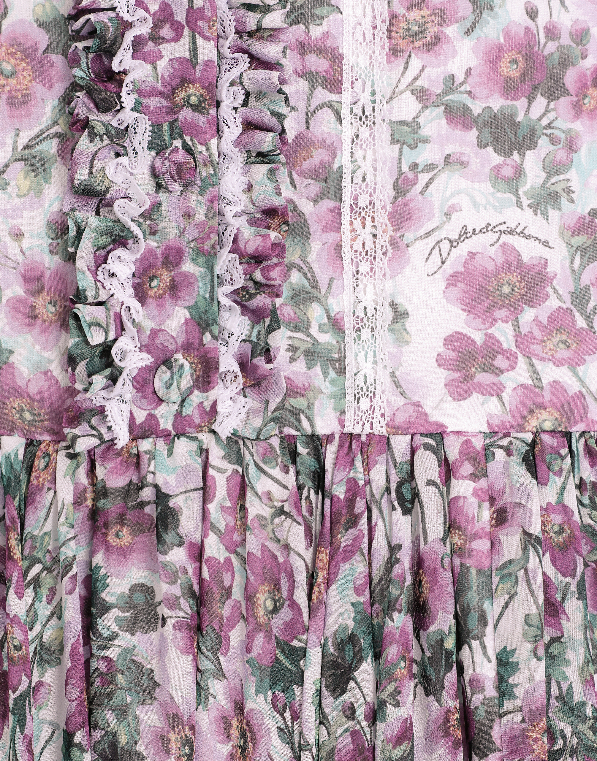 Dolce & Gabbana Violet-print Crêpe Dress In Multi