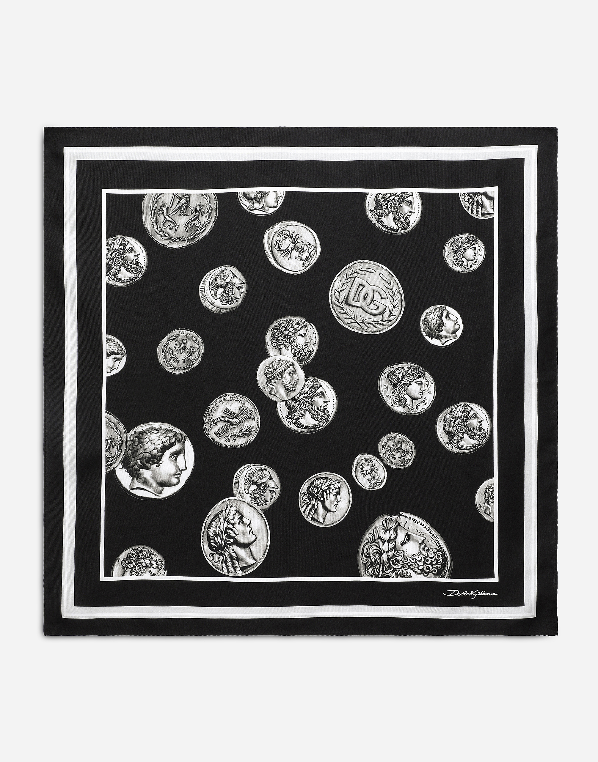 DOLCE & GABBANA COIN PRINT SILK BANDANNA (50X50)