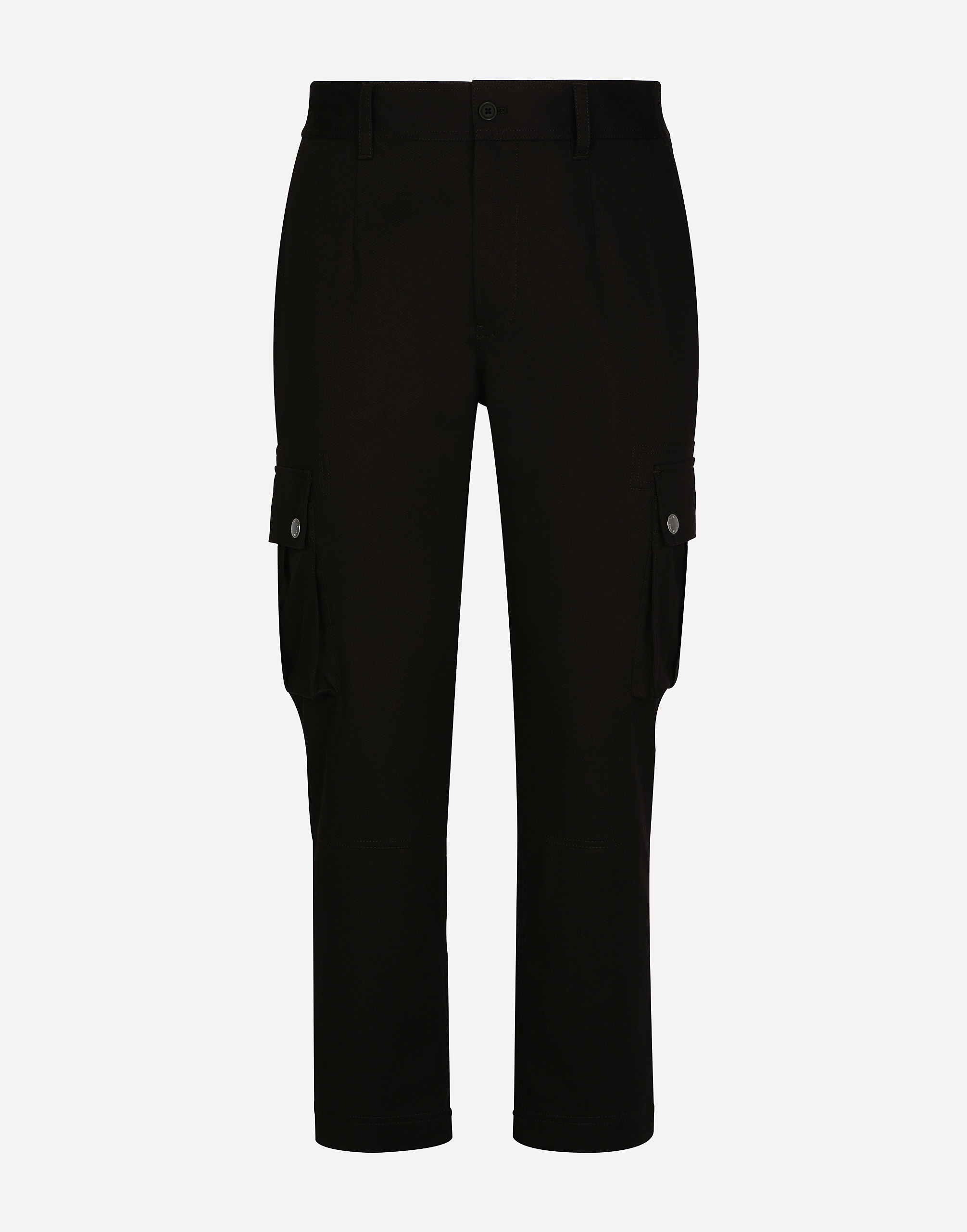 Dolce & Gabbana Cotton Cargo Pants With Branded Tag - Man Pants And Shorts Black Cotton