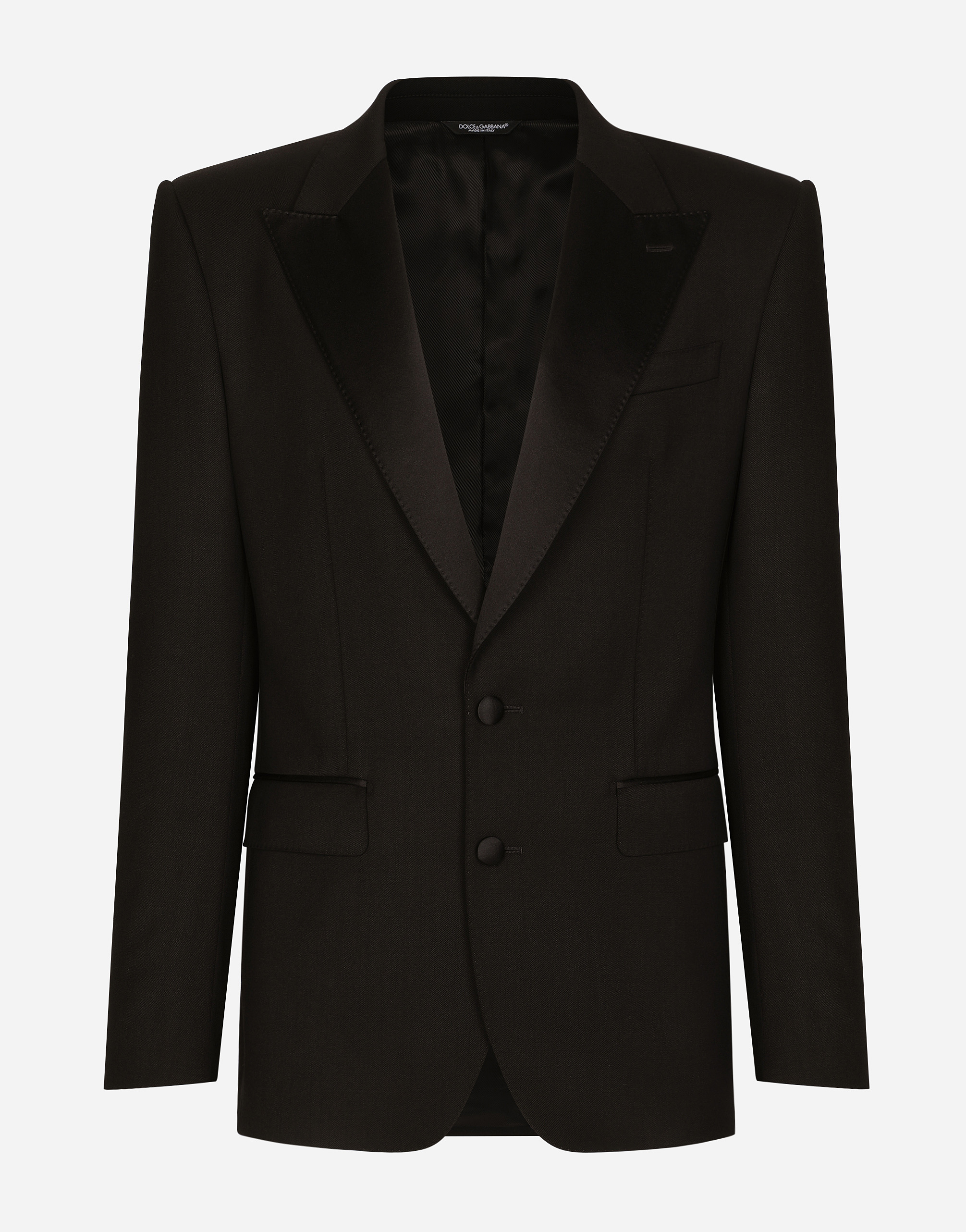 Dolce & Gabbana Single-breasted Stretch Wool Sicilia-fit Tuxedo Jacket In Black