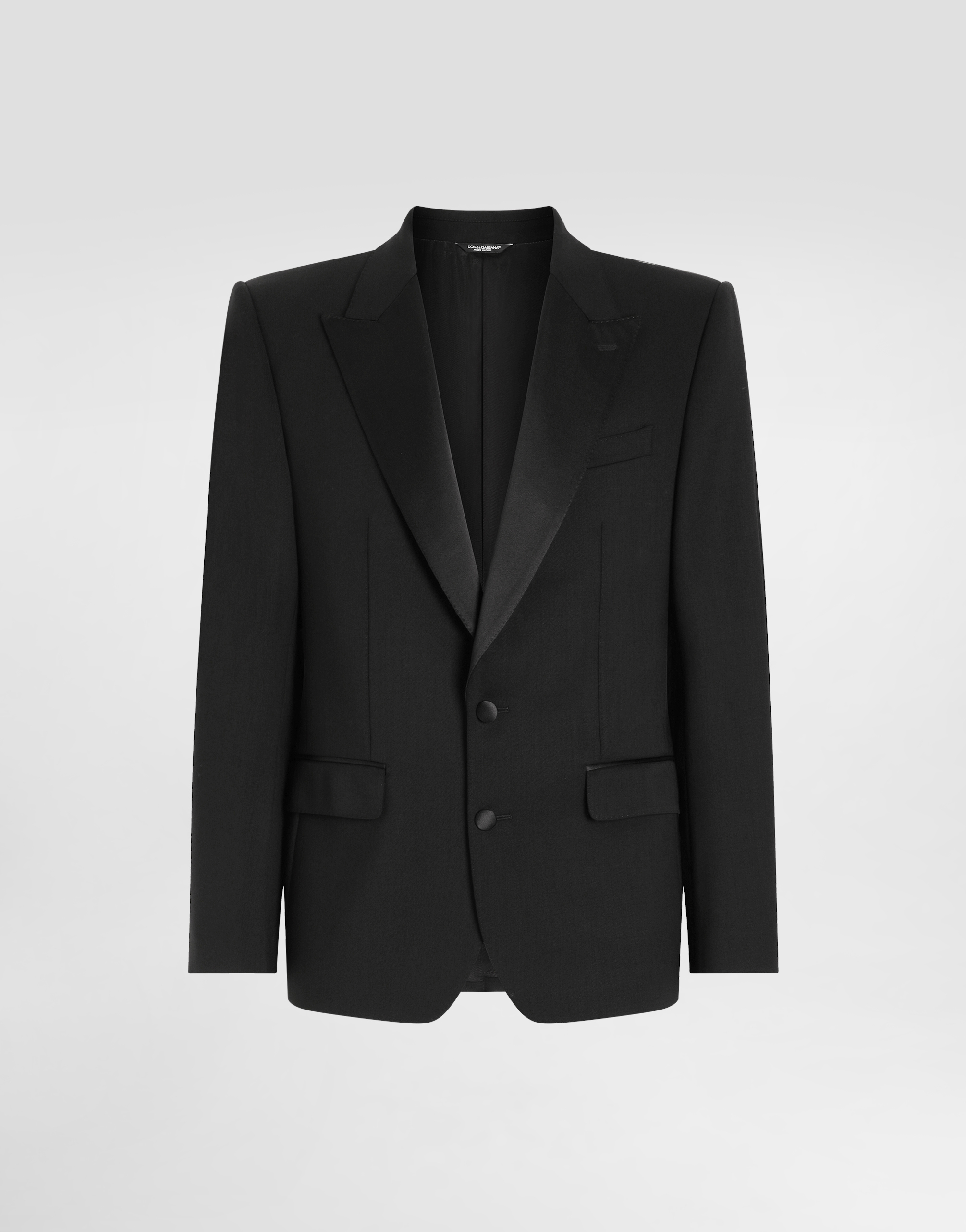 Dolce & Gabbana Single-breasted Stretch Wool Sicilia-fit Tuxedo Jacket In Black