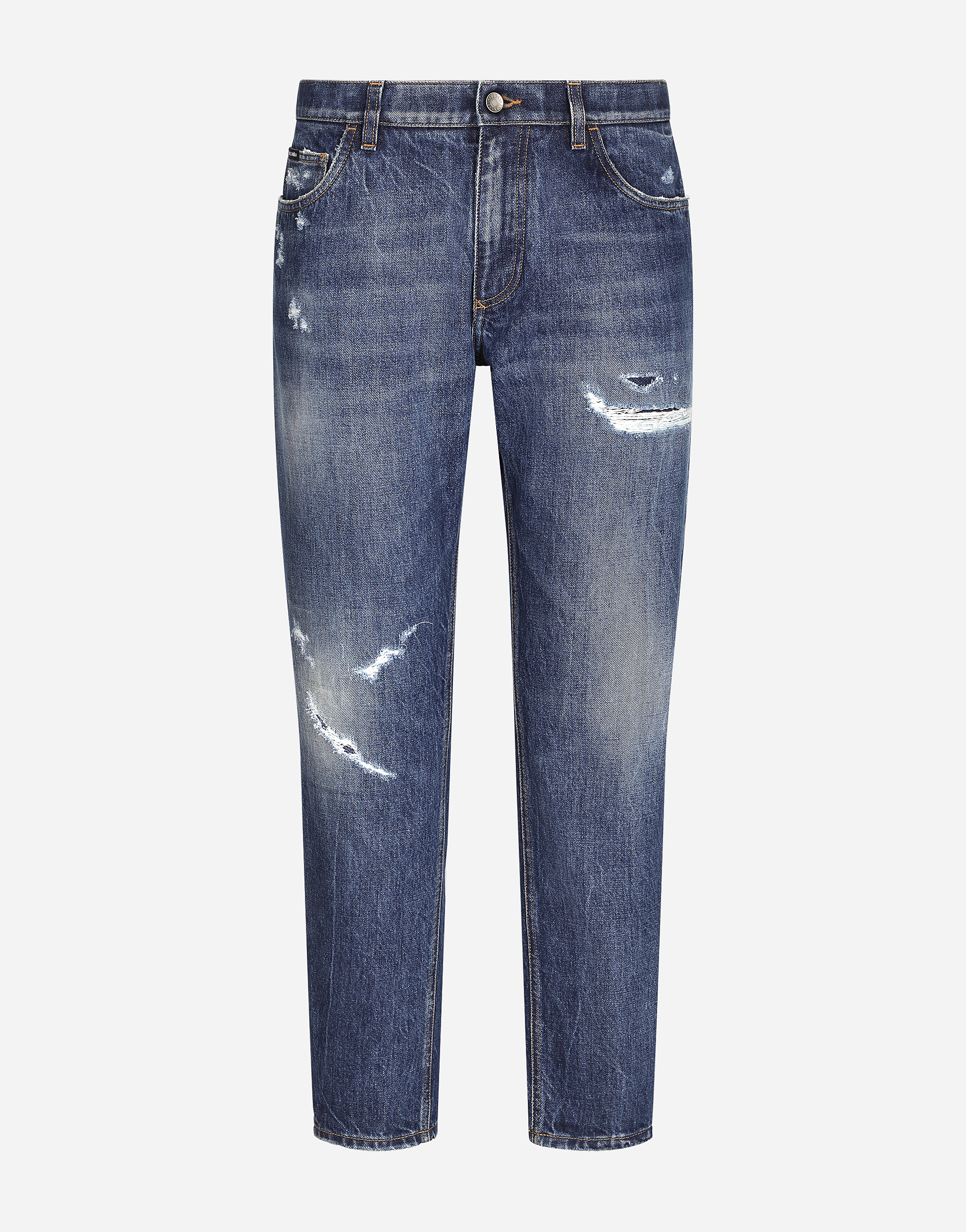 Dolce & Gabbana Straight Jeans With A Worn Effect In Multicolor