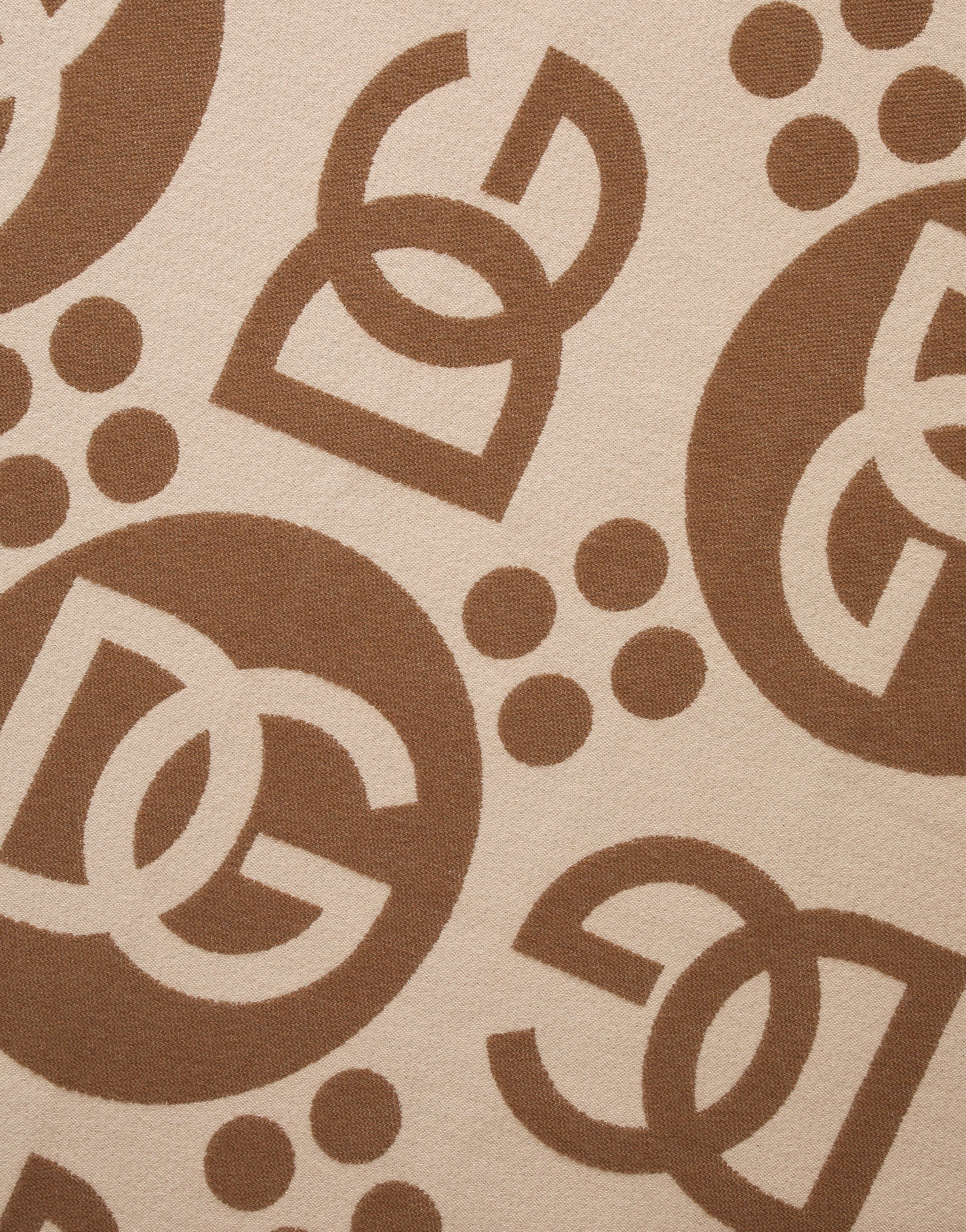 Dolce & Gabbana Wool Jacquard Blanket In Brown