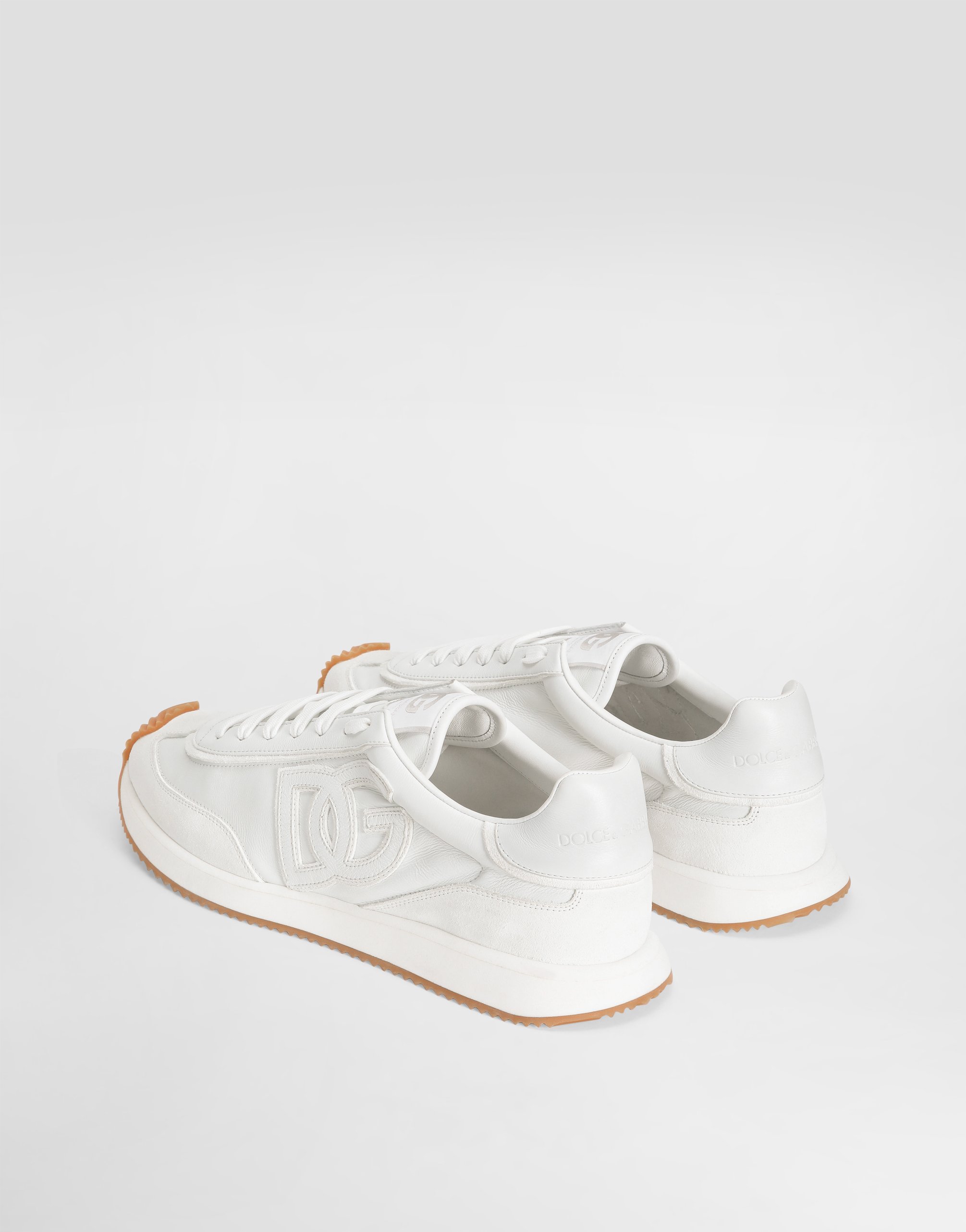 Dolce & Gabbana Men White Low Top Sneakers With Logo Patch On Tongue And Side In Leather Man