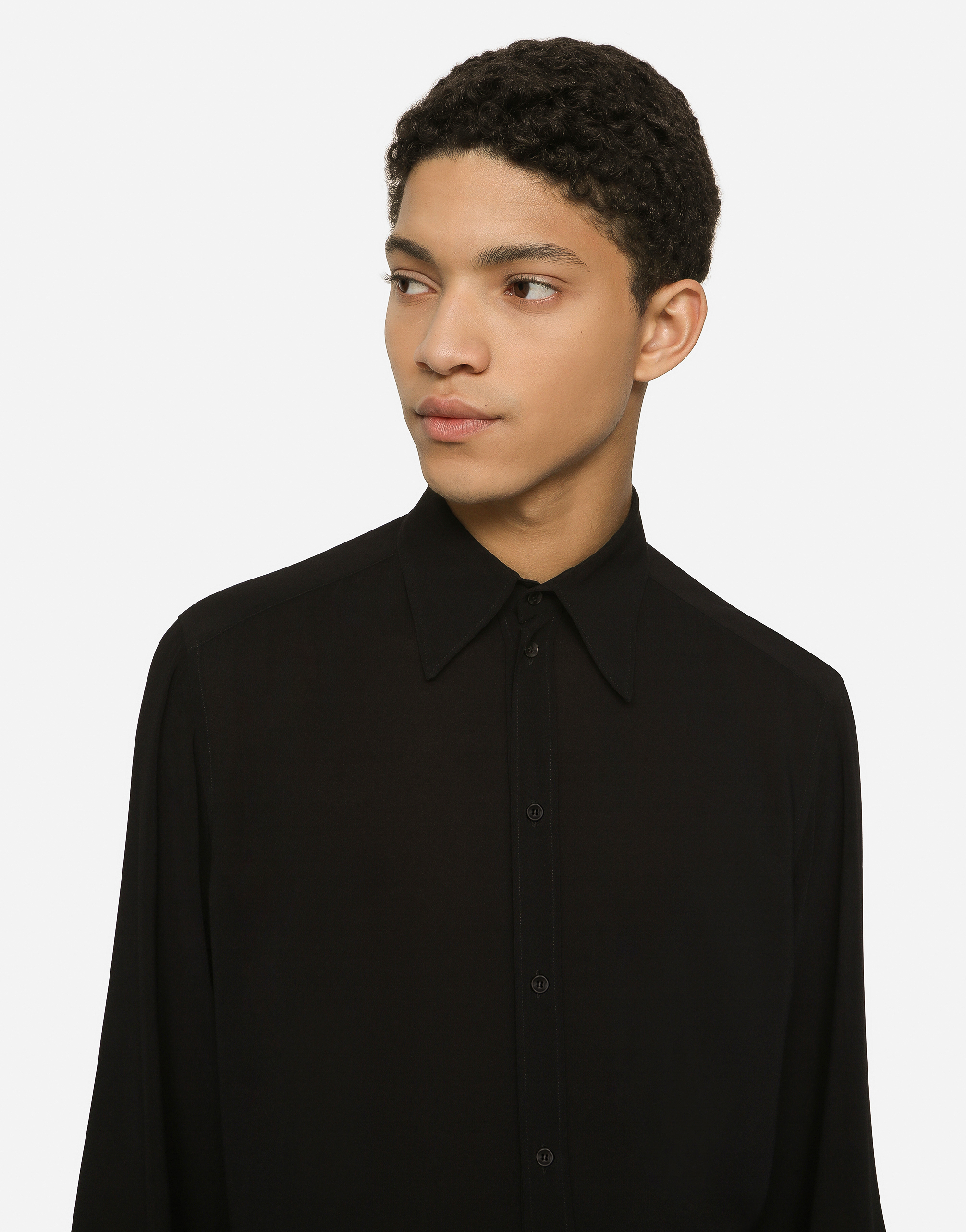 DOLCE & GABBANA MARTINI-FIT STRETCH CHARMEUSE SHIRT