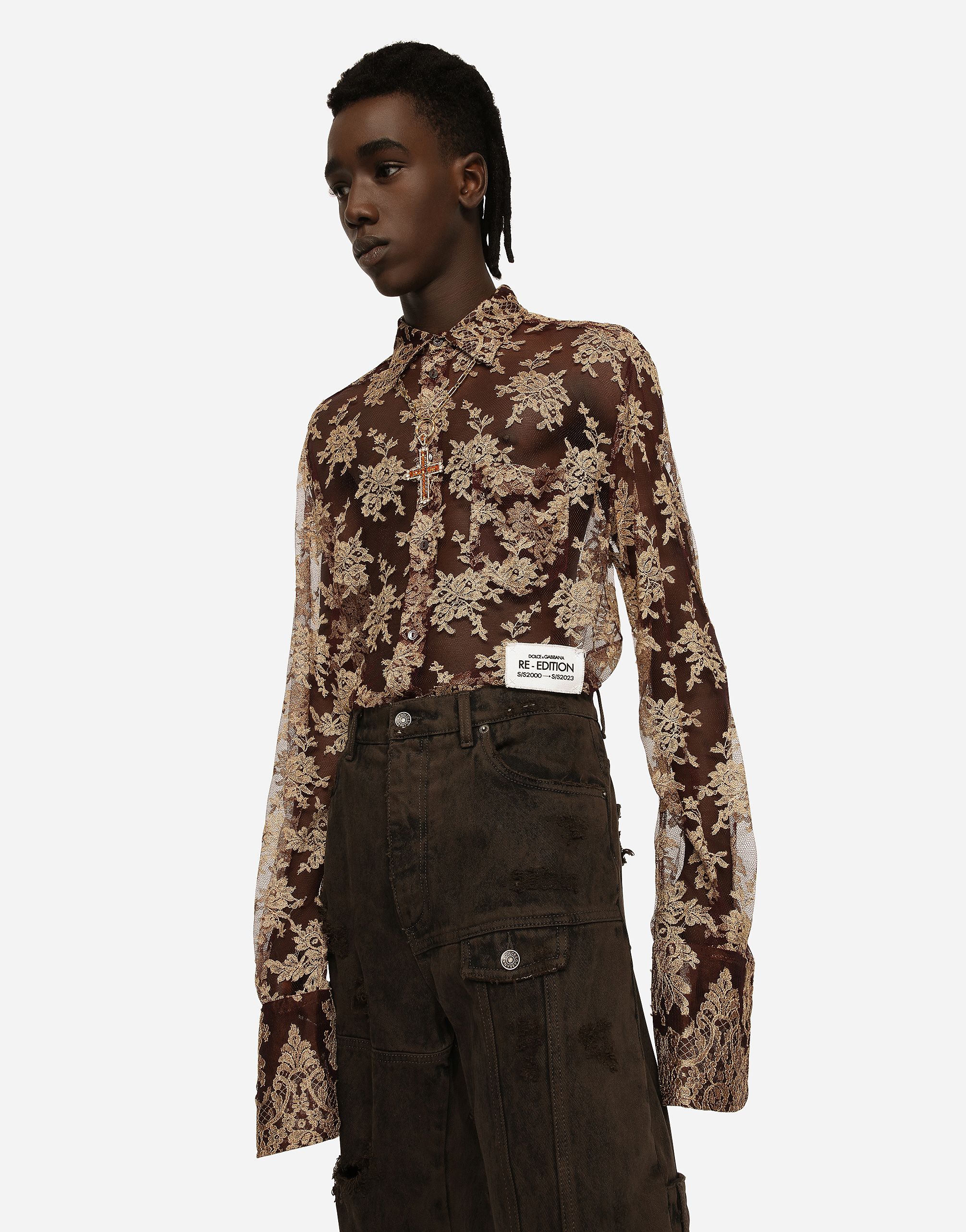 DOLCE & GABBANA FLORAL LACE SHIRT