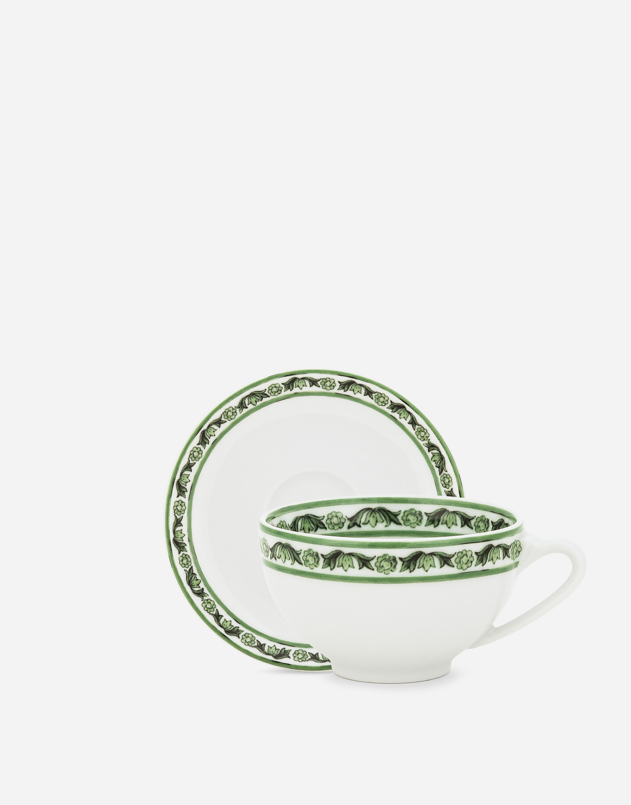 Set 2 Porcelain Espresso Cups with Saucers