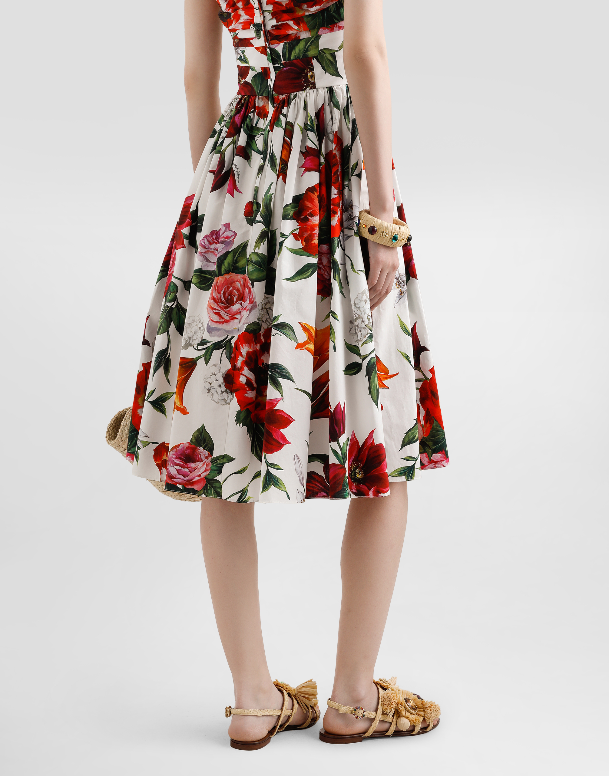 Dolce & Gabbana Printed Cotton Dress In Multi