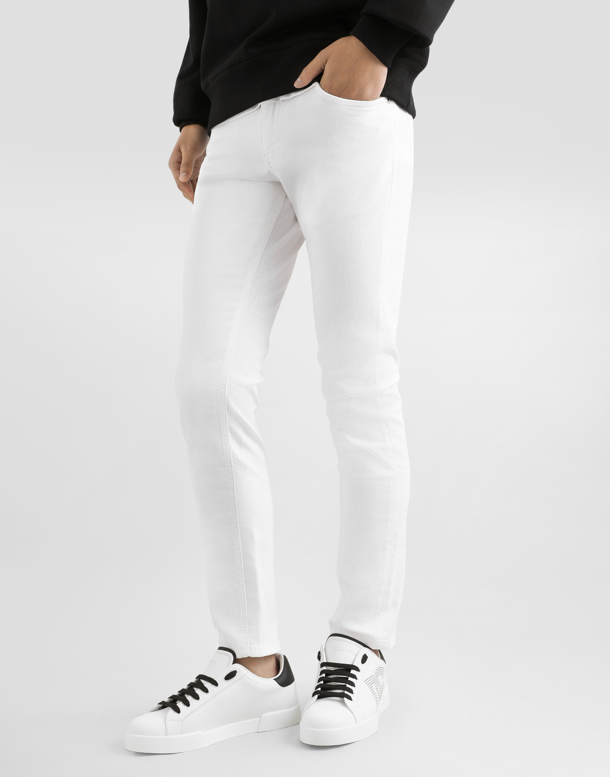 Shop Dolce & Gabbana White Regular Stretch Jeans In Multicolor