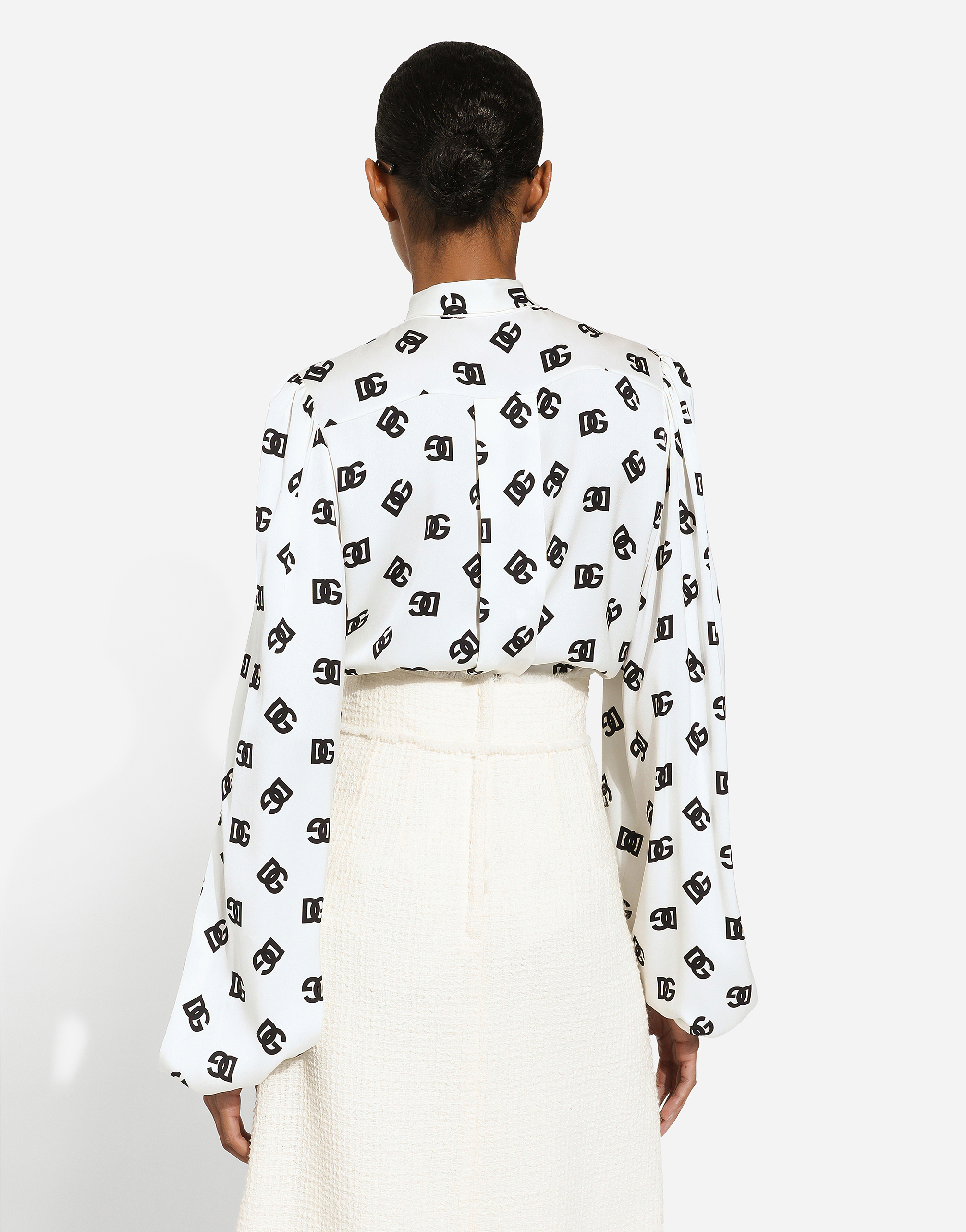 Dolce & Gabbana Logo-print Attached-scarf Shirt In Print