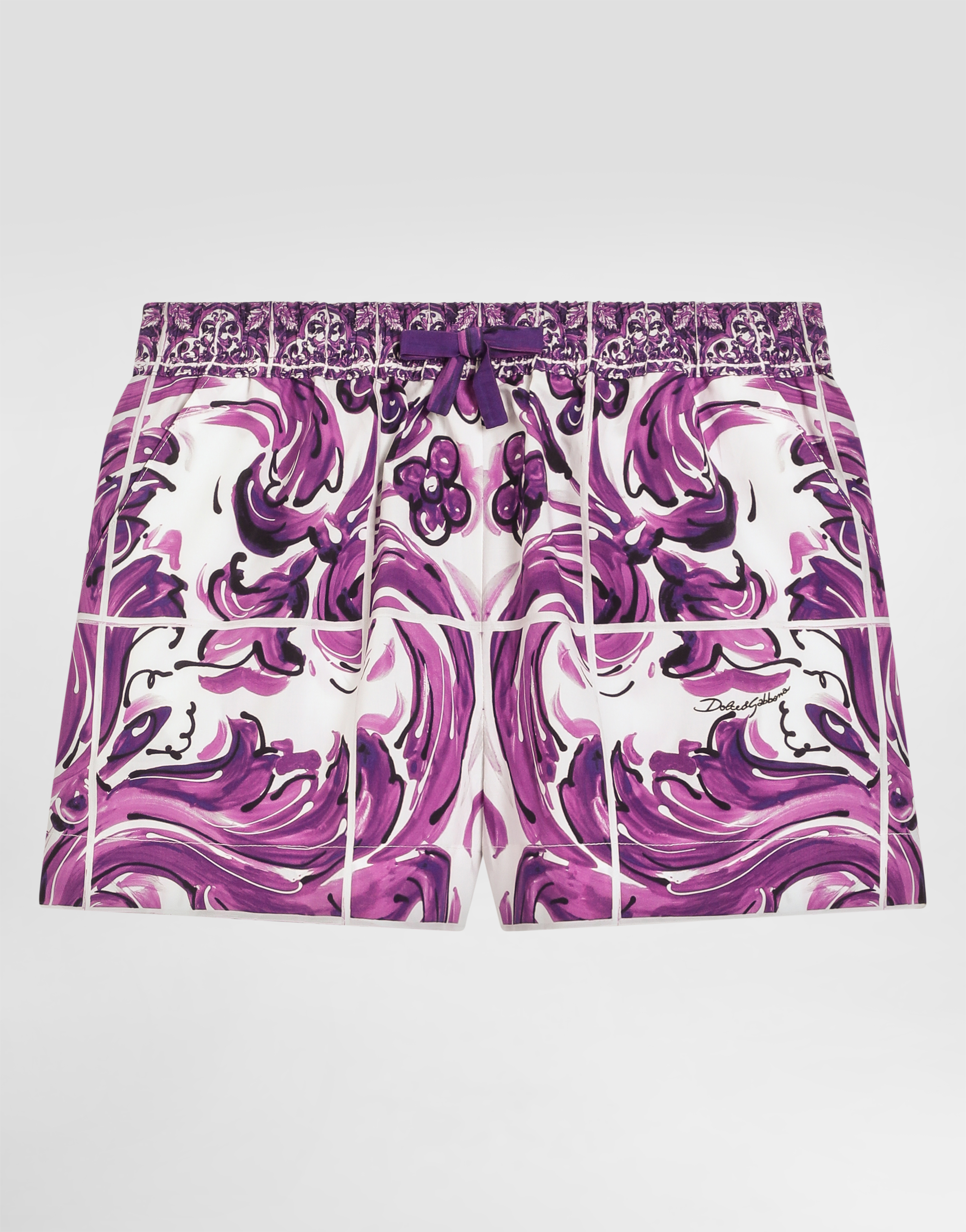 Dolce & Gabbana Majolica-print Poplin Shorts In Multi