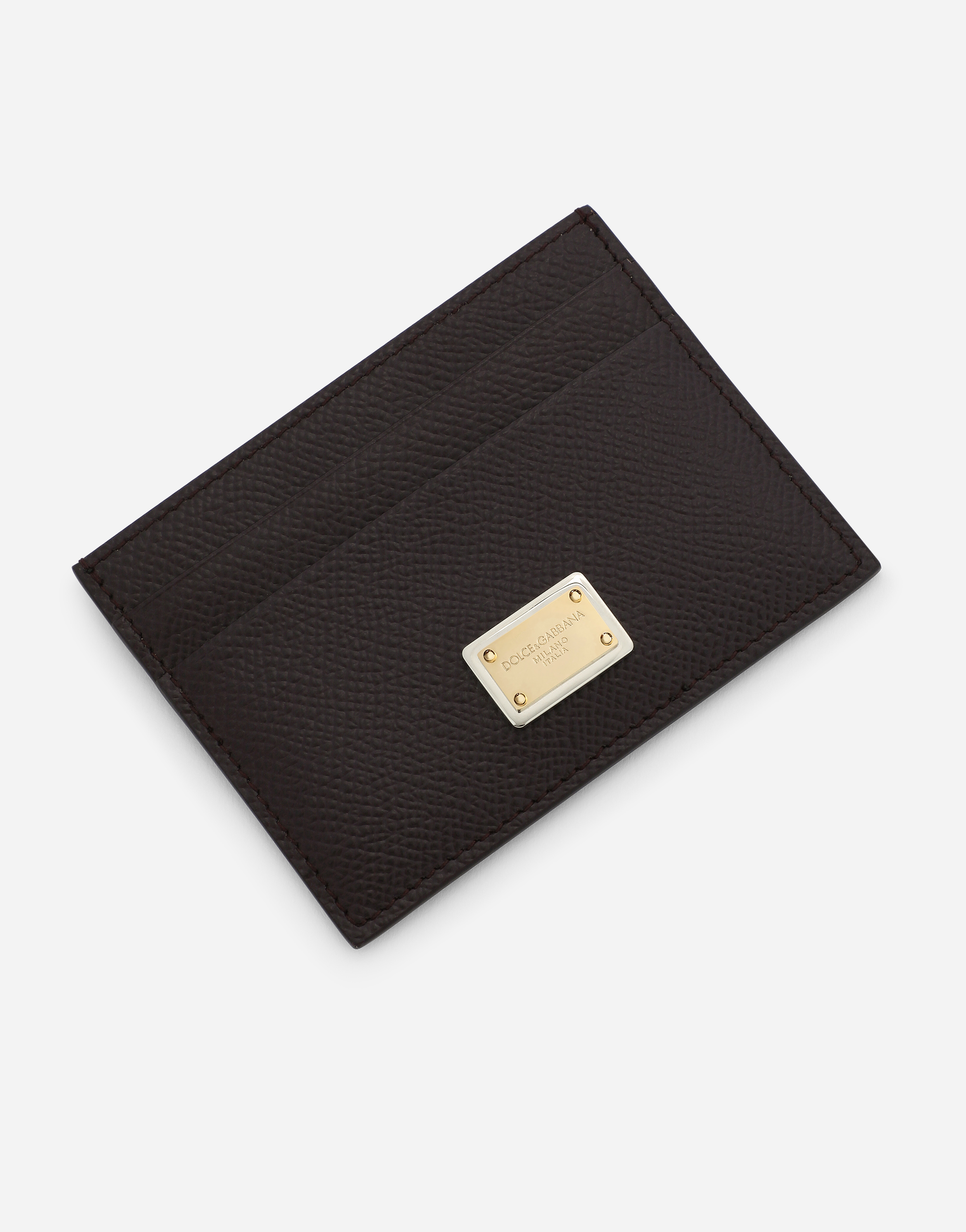 Calfskin card holder with branded plate