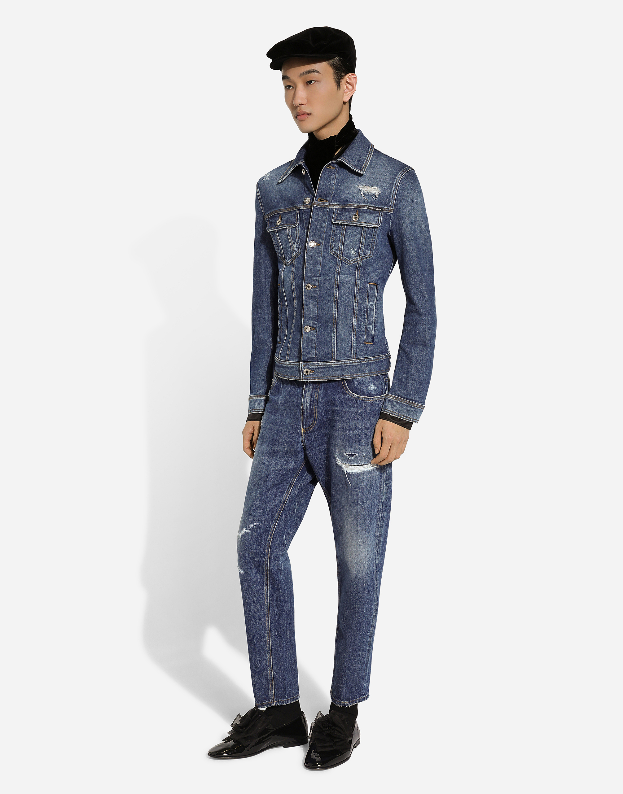 Dolce & Gabbana Straight Jeans With A Worn Effect In Multicolor