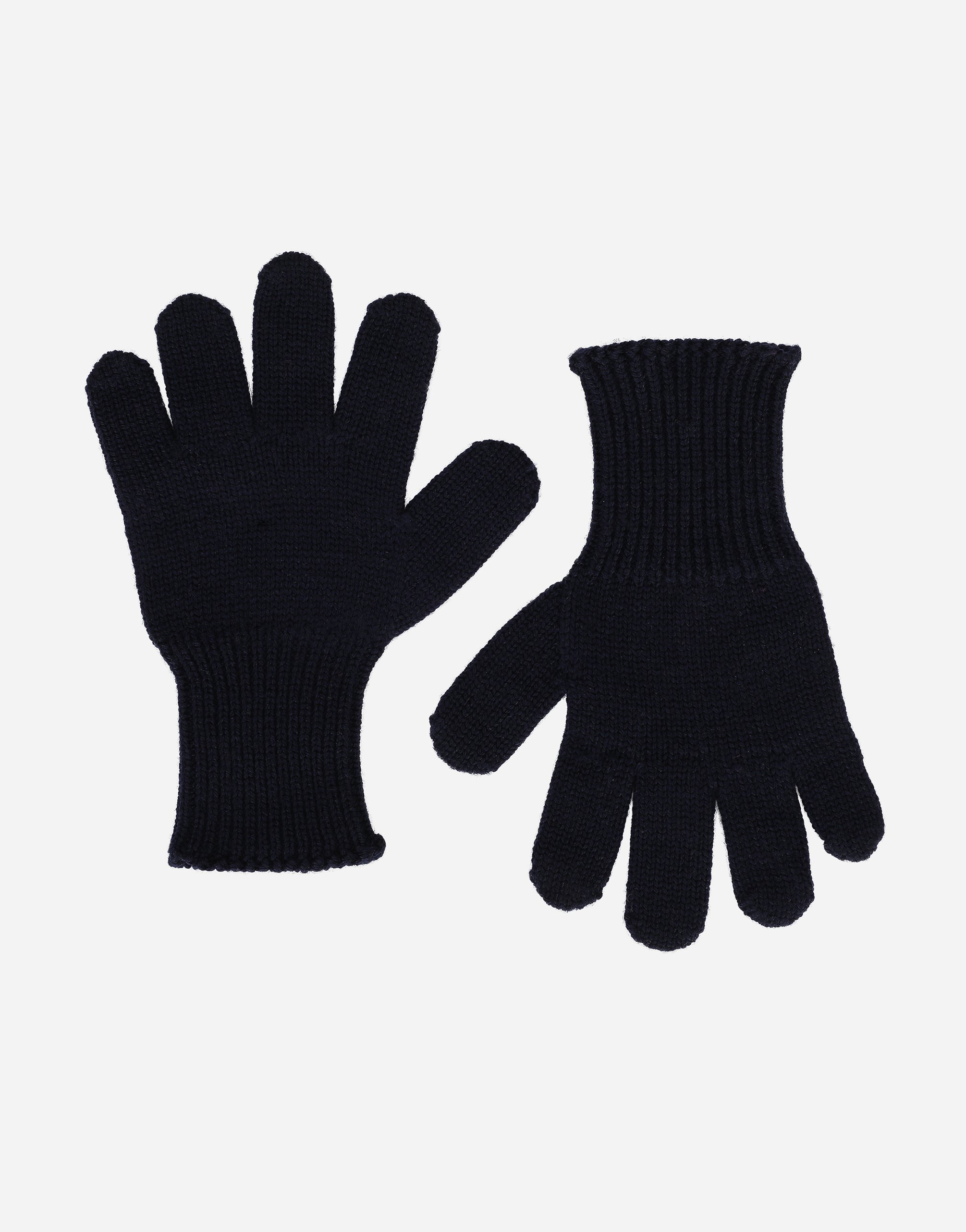Shop Dolce & Gabbana Ribbed Knit Gloves With Logo Embroidery In Blue