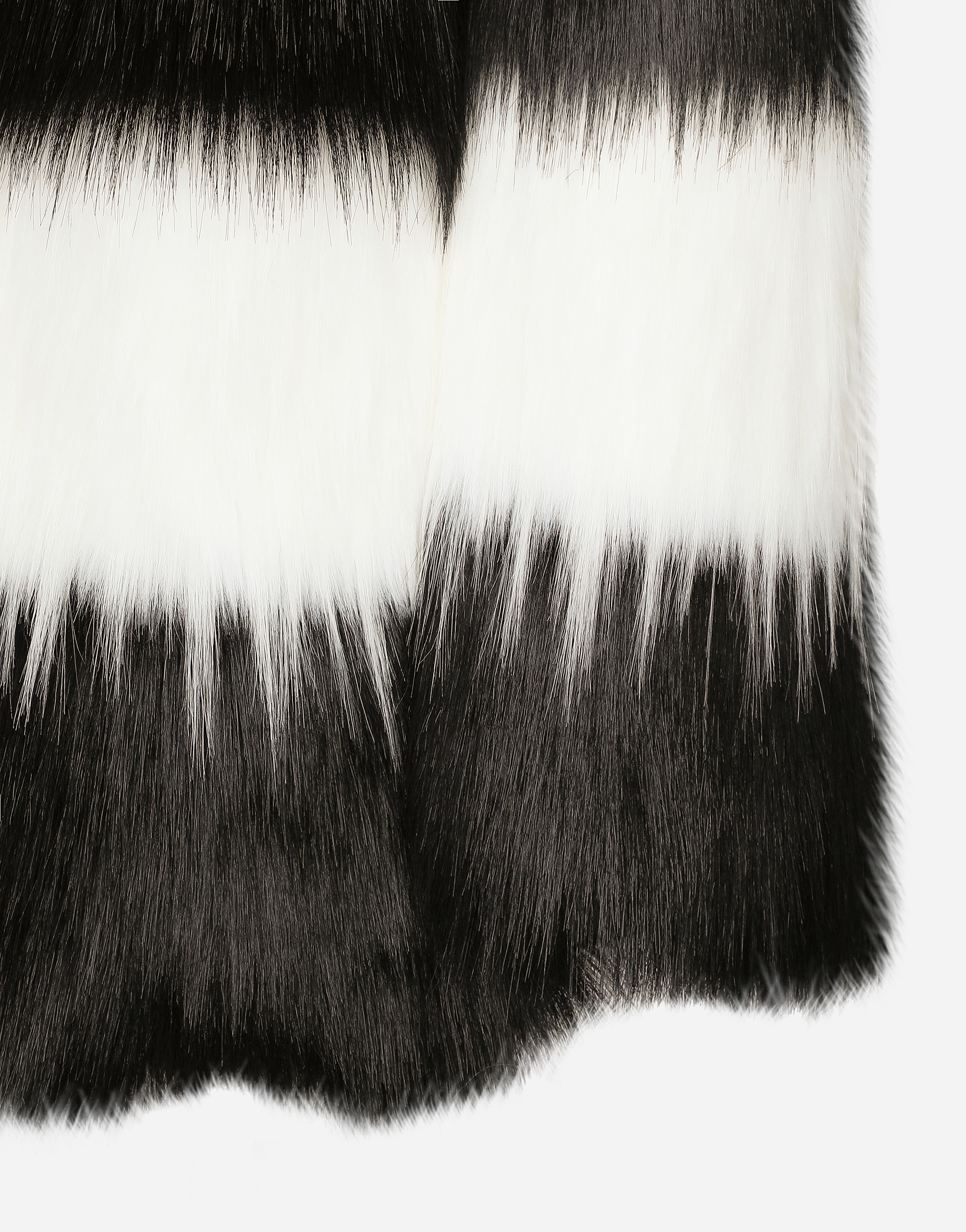Striped faux fur coat