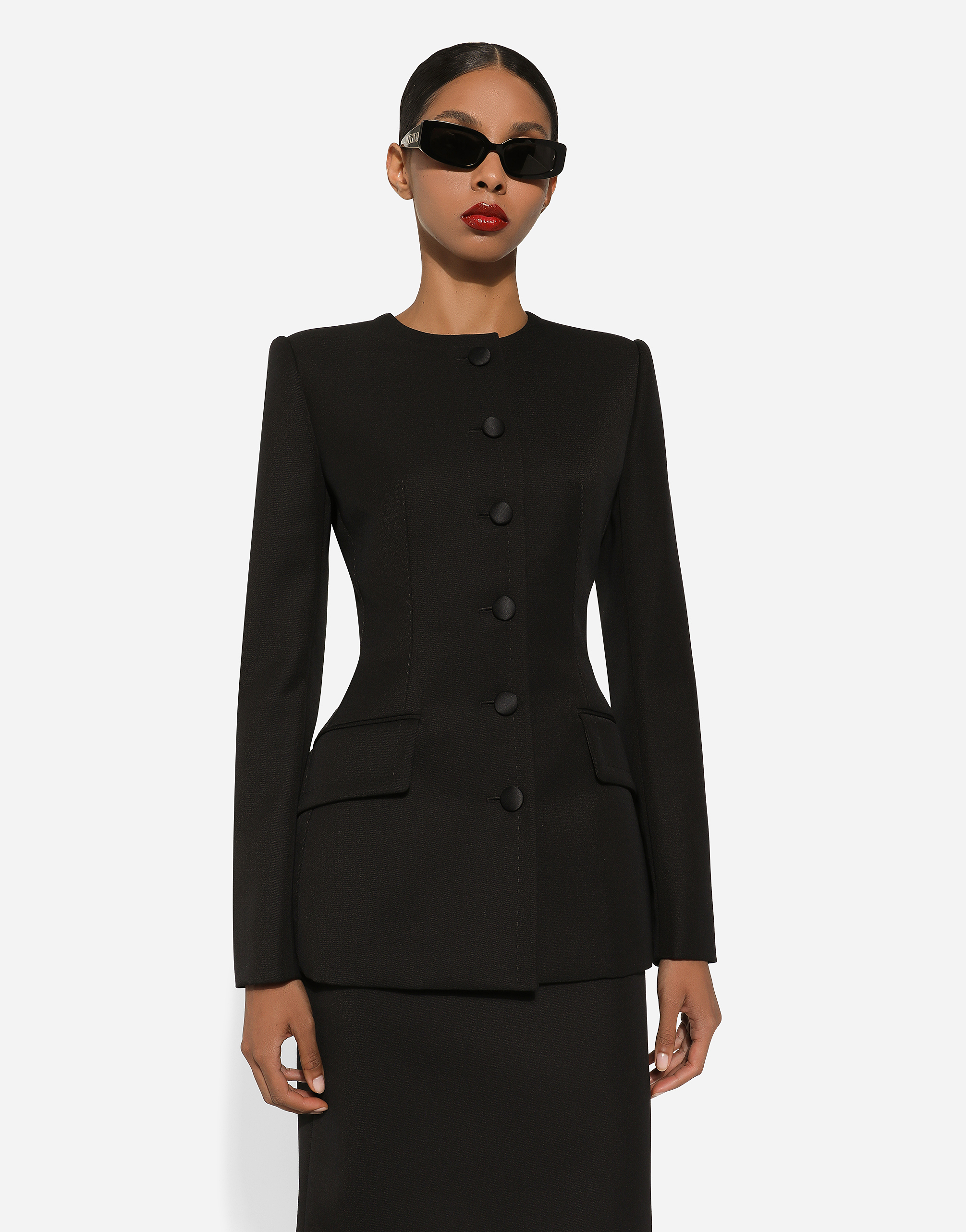 Dolce & Gabbana Single-breasted Tweed Jacket In Black