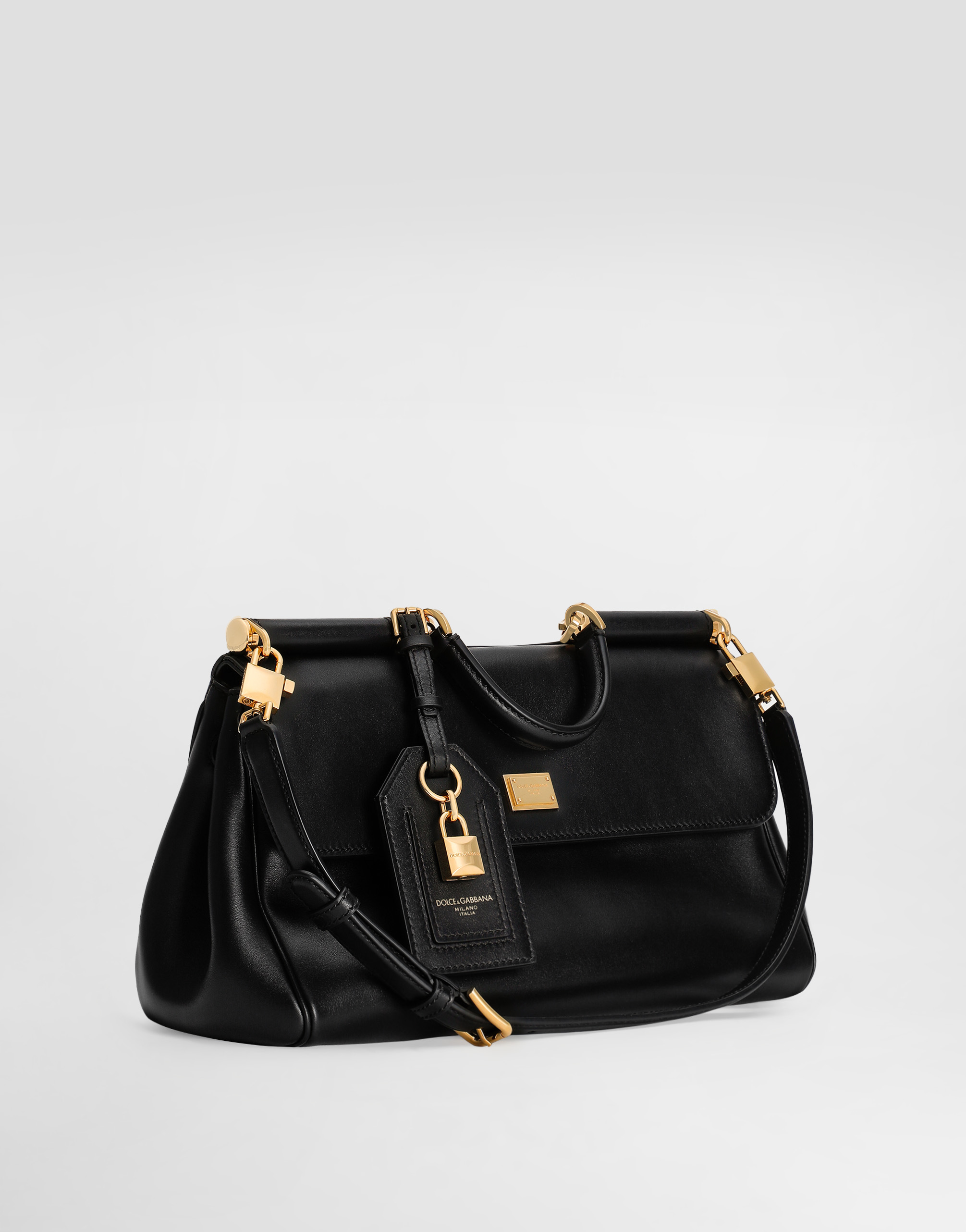 Dolce & Gabbana Women Black 'my Sicily' Medium Handbag With Padlock Detail And Adjustable And Remova In Blue