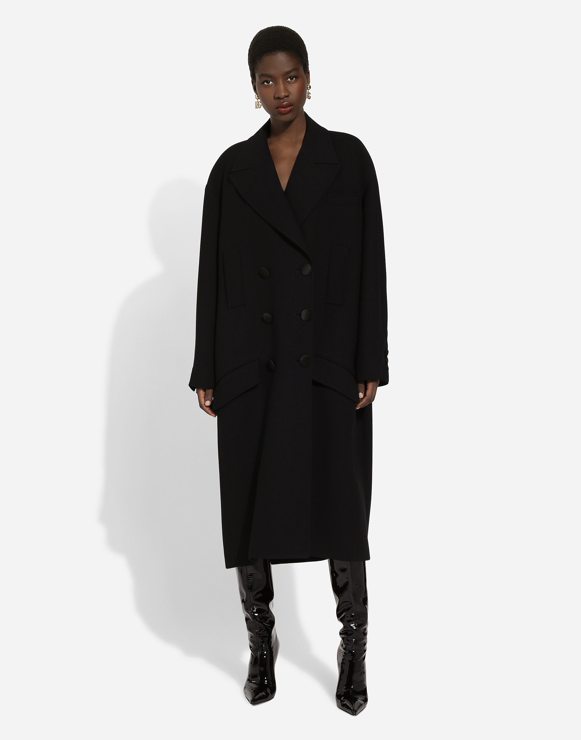 Dolce & Gabbana Double-breasted Wool-blend Coat In Black