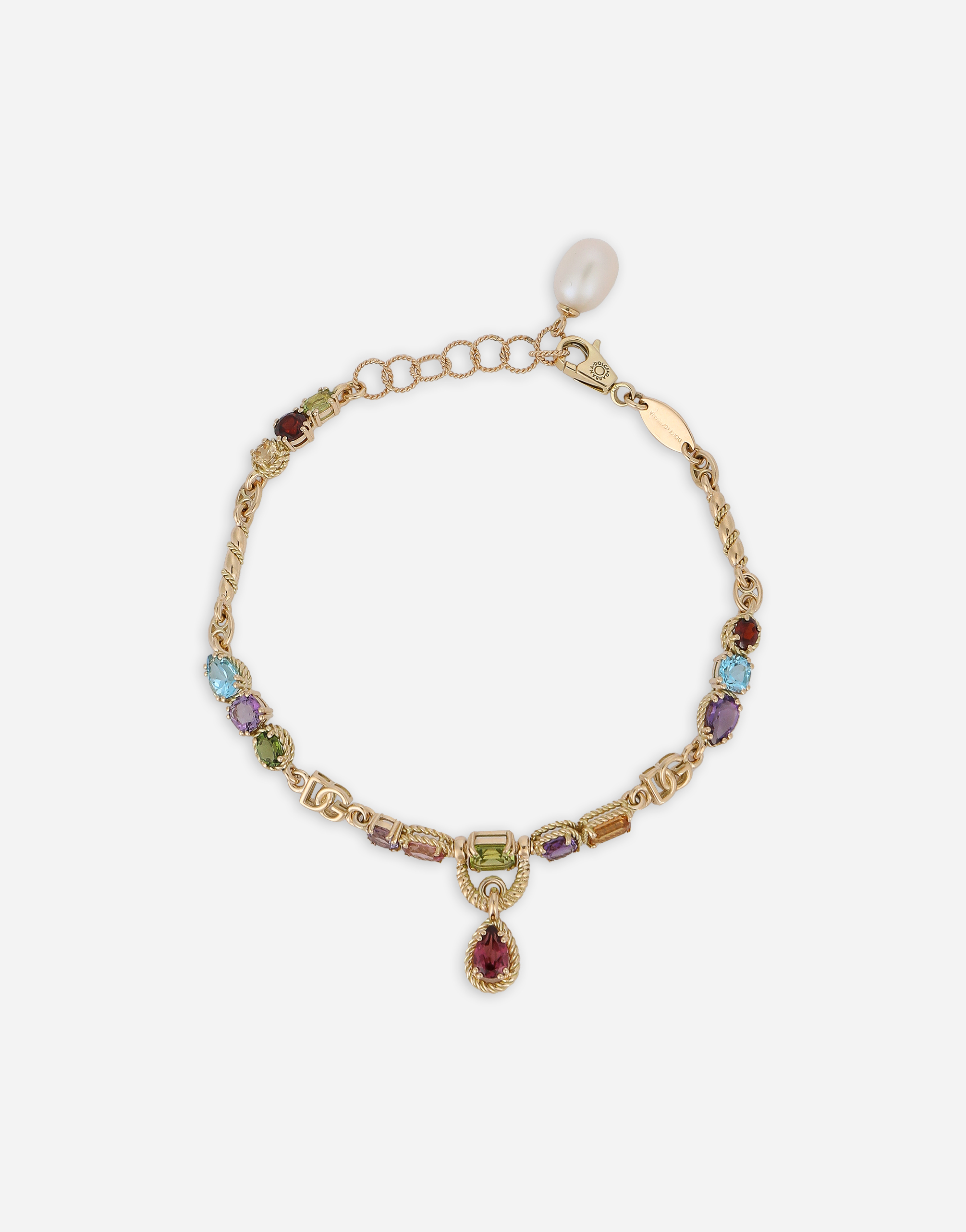 DOLCE & GABBANA 18KT YELLOW GOLD BRACELET WITH MUTLICOLORED FINE GEMSTONES