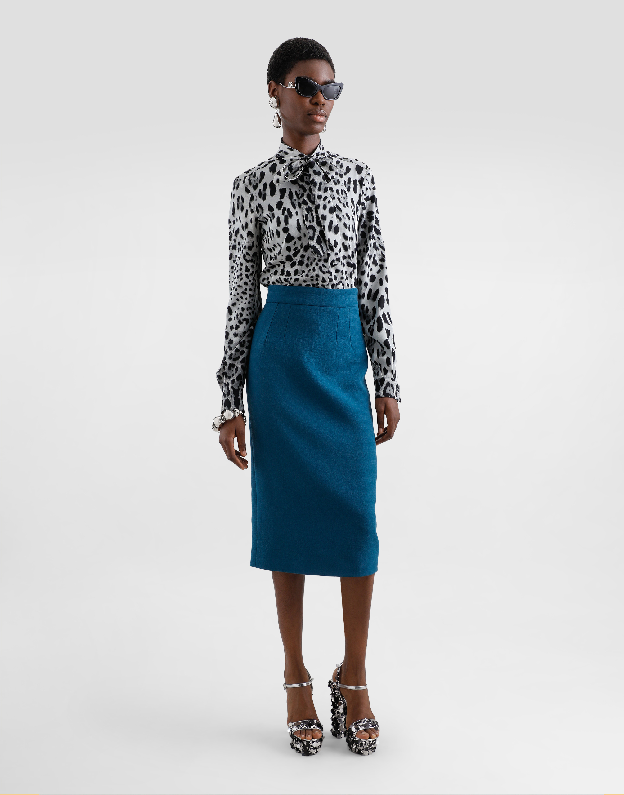 Dolce & Gabbana Leopard-print Charmeuse Shirt With Pussy-bow In Print