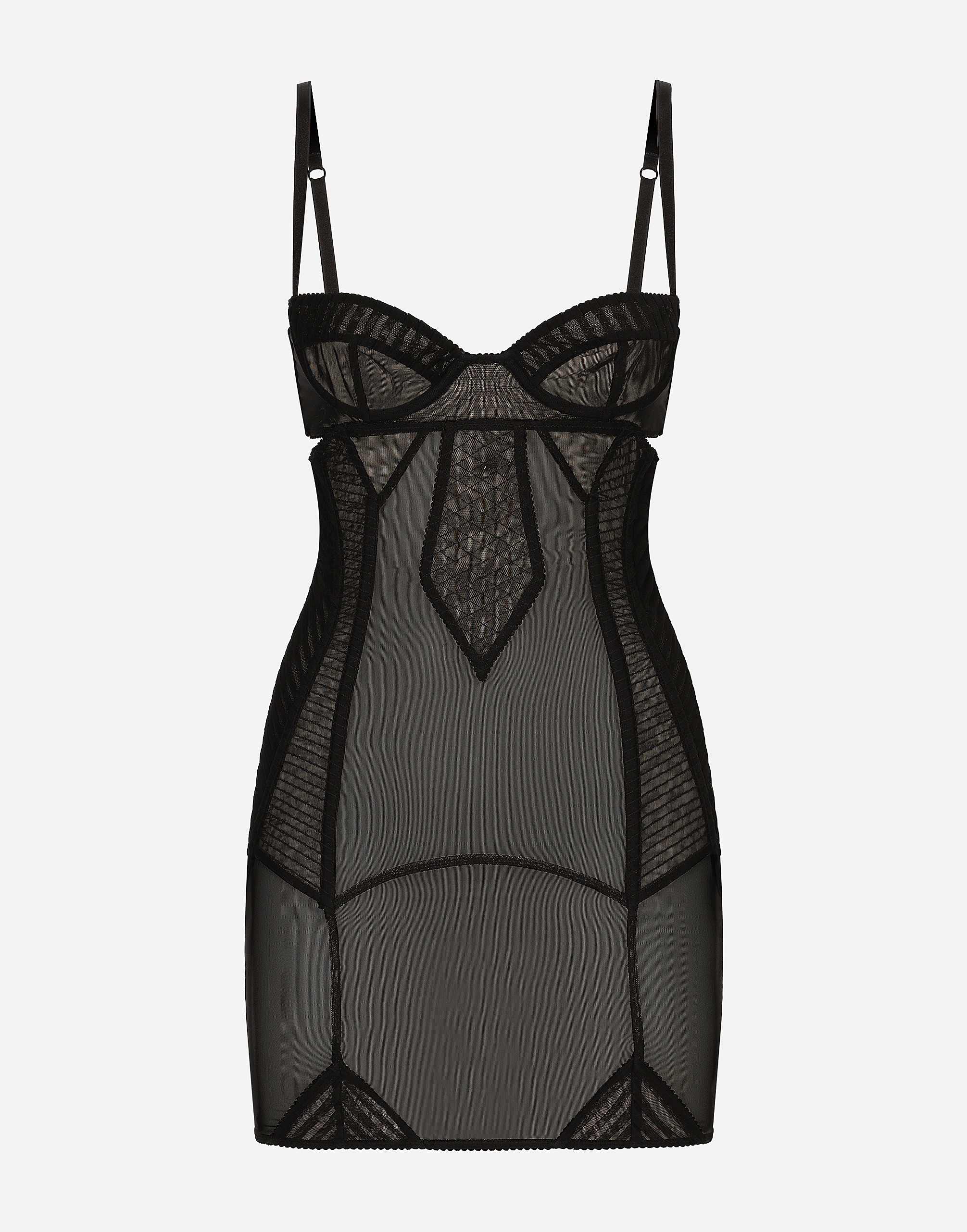 Dolce & Gabbana Corset Tulle Mini Dress In Black