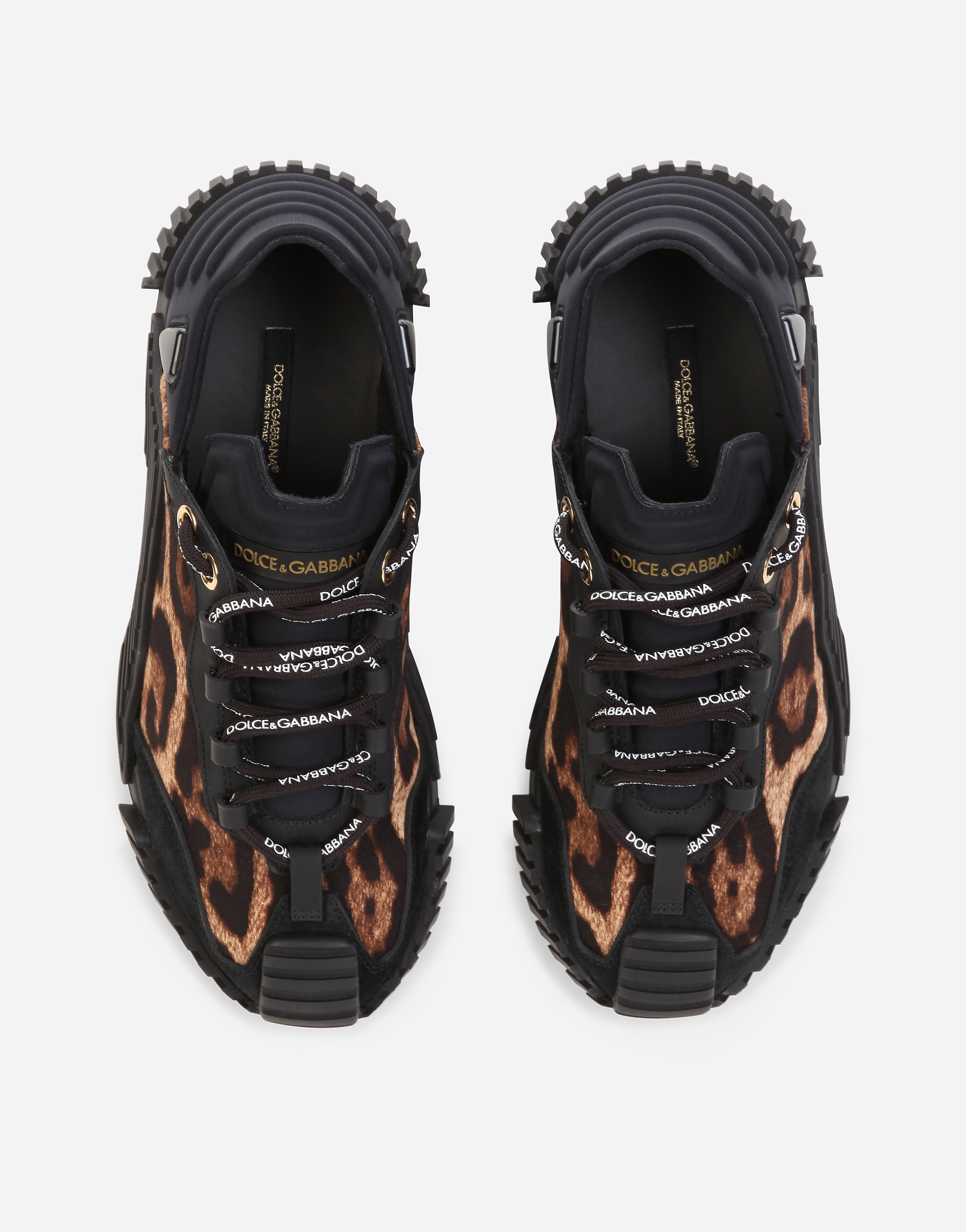 Shop Dolce & Gabbana Leopard-print Cotton Ns1 Slip-on Sneakers In Multicolor