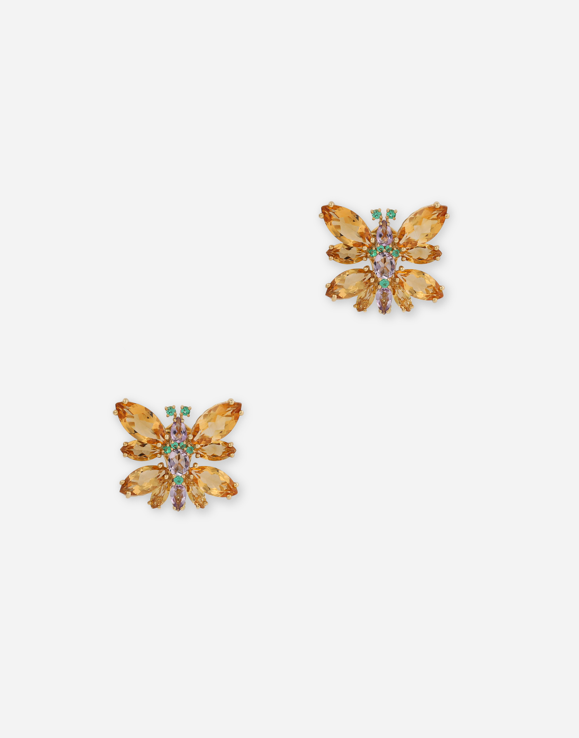 Dolce & Gabbana Spring Earrings In Yellow 18kt Gold With Citrine Butterflies Gold Female Onesize
