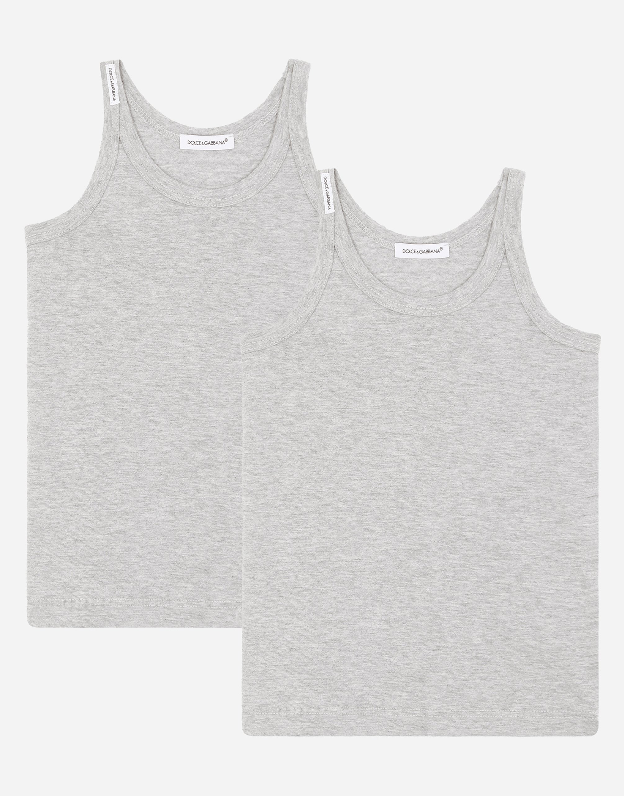 「大人気 新入荷 新品」に該当するファッション通販 グレーのボーイズ Short-sleeved jersey vest two-pack トップス