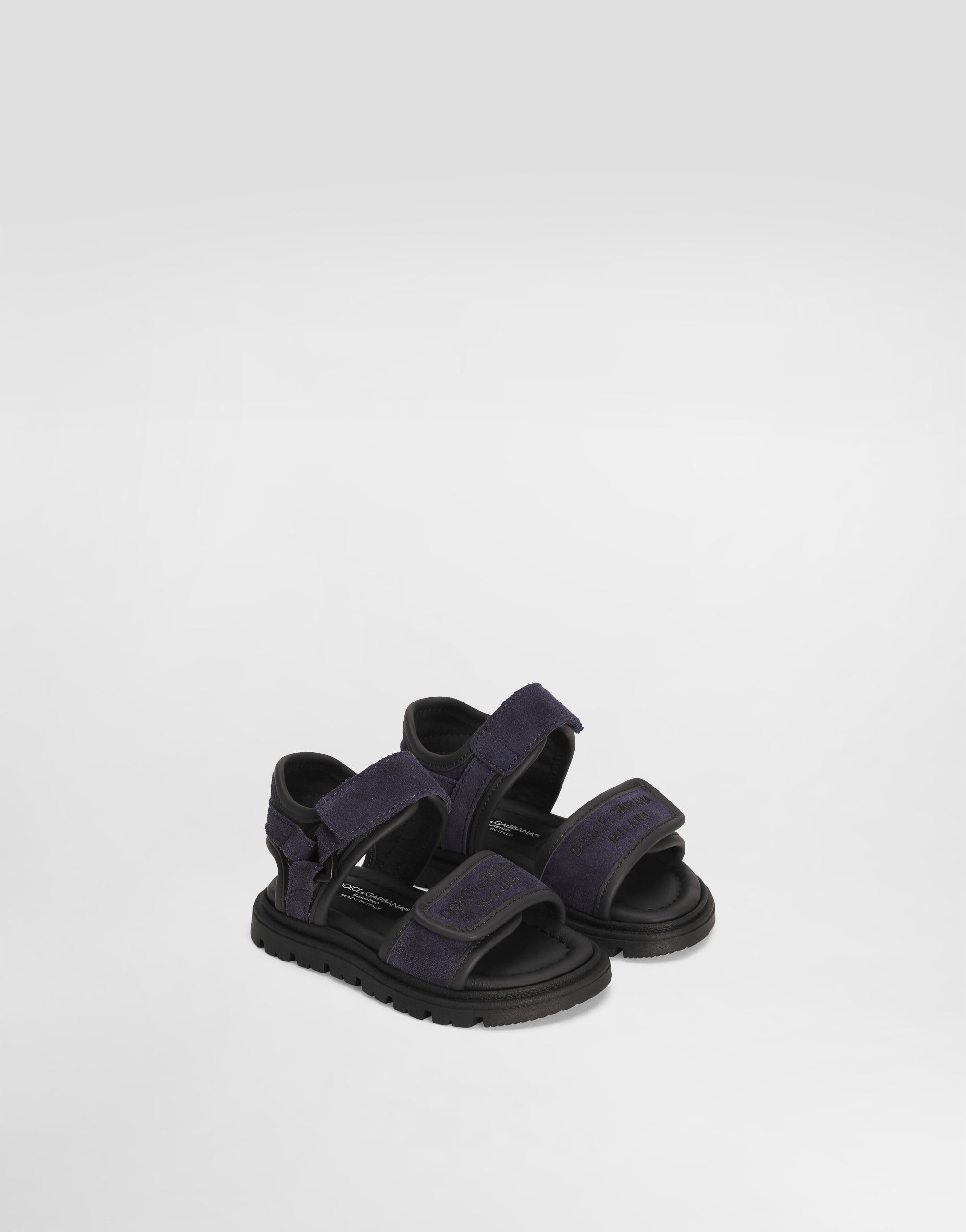  Dolce & Gabbana Split Leather Sandals With Logo Print - Homme Chaussures Premiers Pas (19-26) Bleu 19 