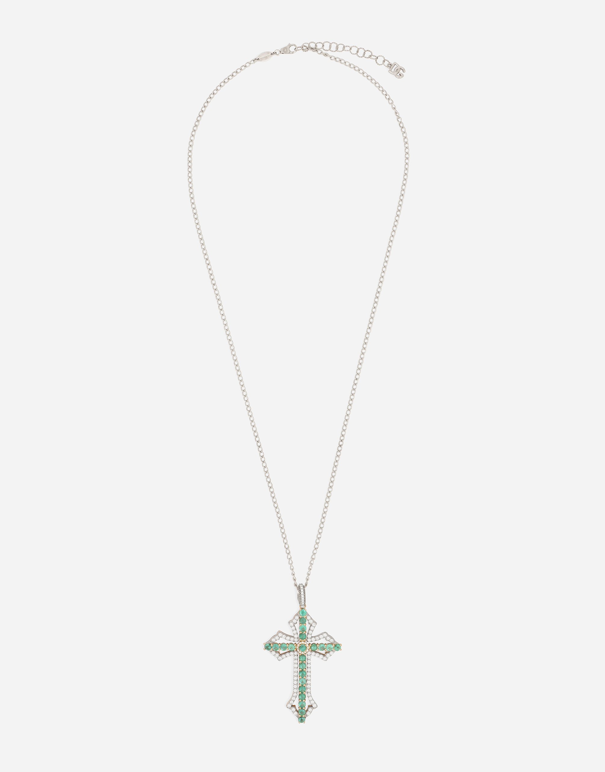 Cross Pendant 18-carat yellow and white gold, emeralds, and diamonds