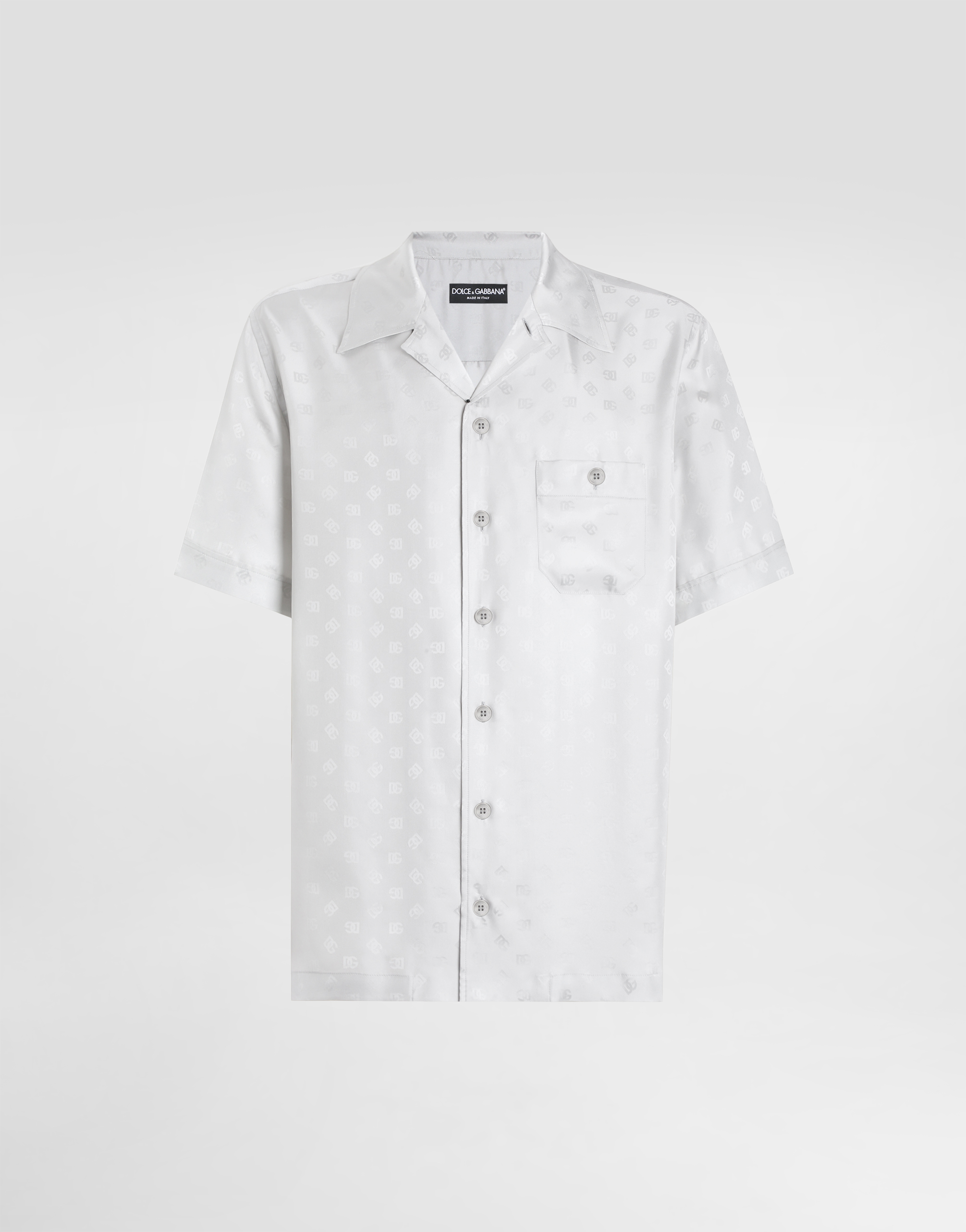 DOLCE&GABBANA DGロゴパール ボウタイブラウス 36 シルク DG jacquard logo hawaii shirt in Grey for Men | Dolce&Gabbana® US